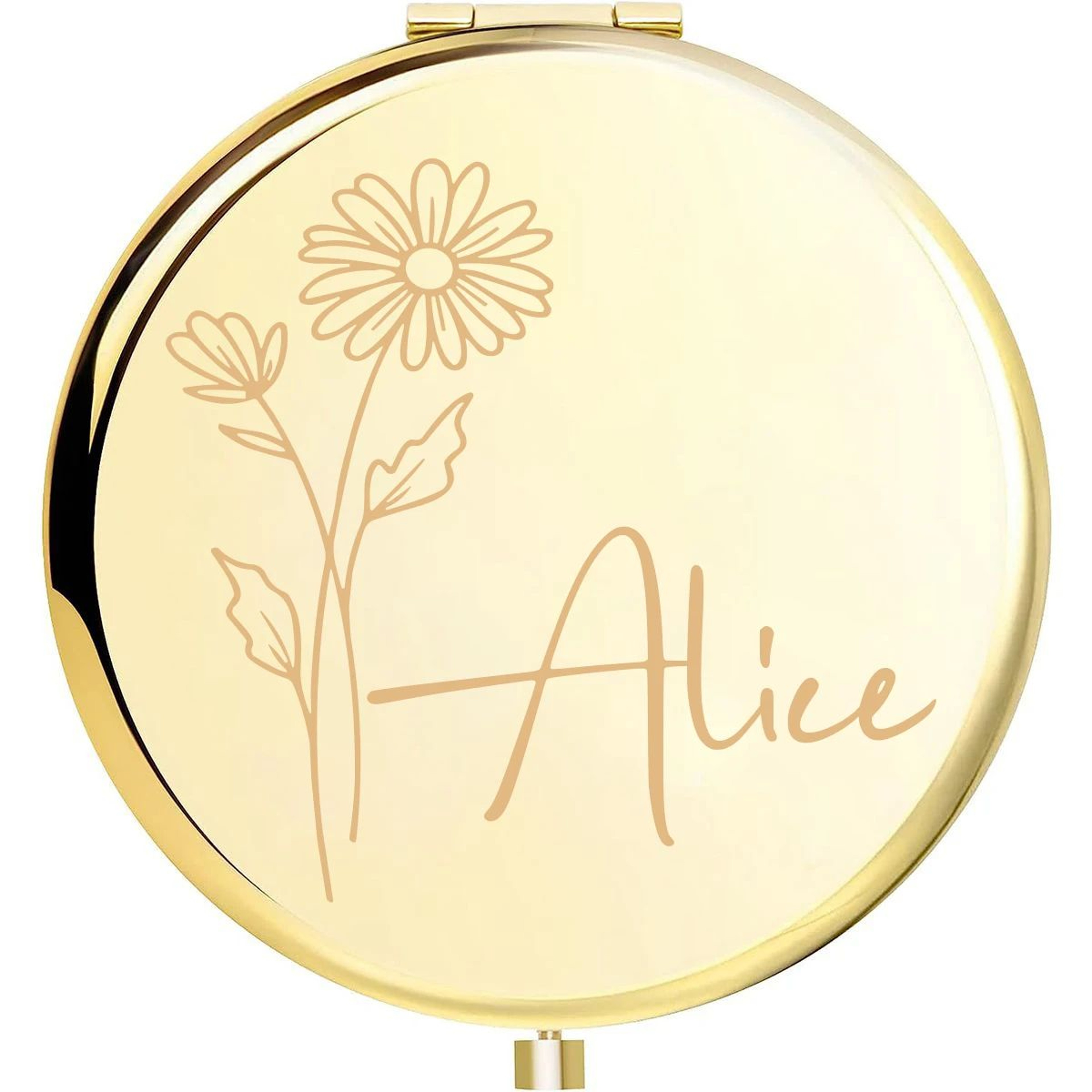 Personalized Floral Engraved Compact Mirror Wedding And Bridesmaid Gift 6