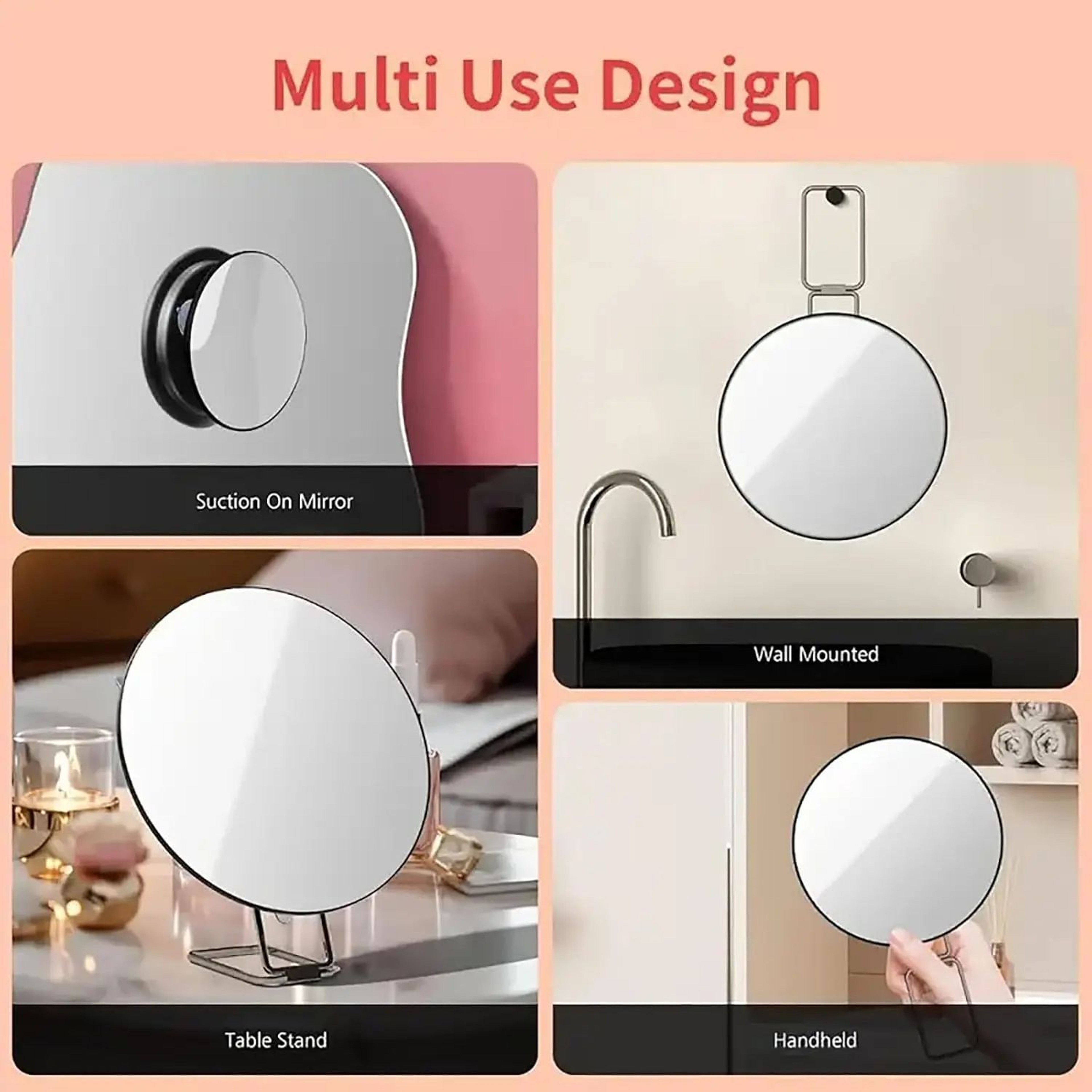 6 Inch 10X Magnifying Travel Makeup Mirror With Adjustable Stand And Suction Cups 5