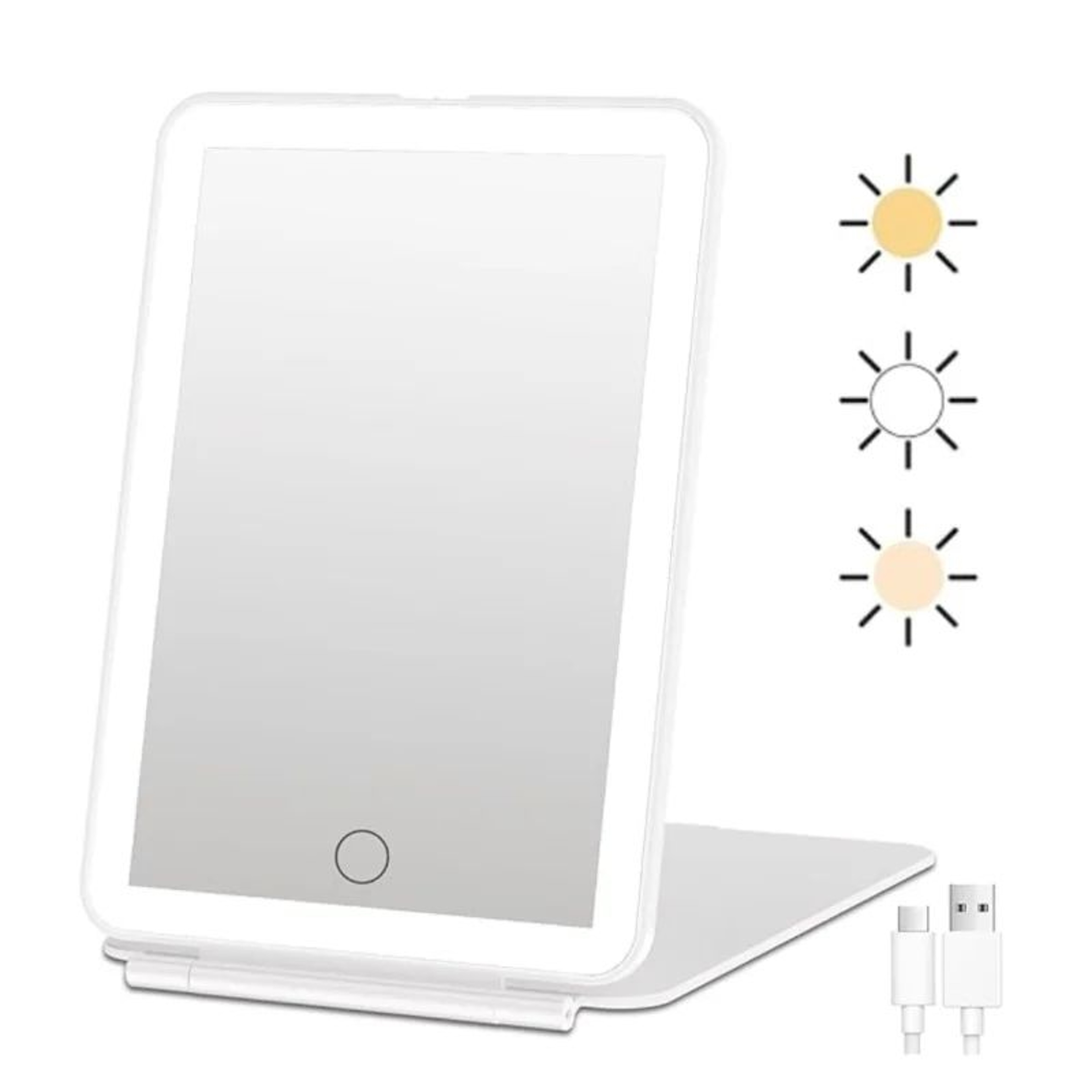 Rechargeable LED Travel Makeup Mirror With 3 Color Lights And Dimmable Touch Control 7