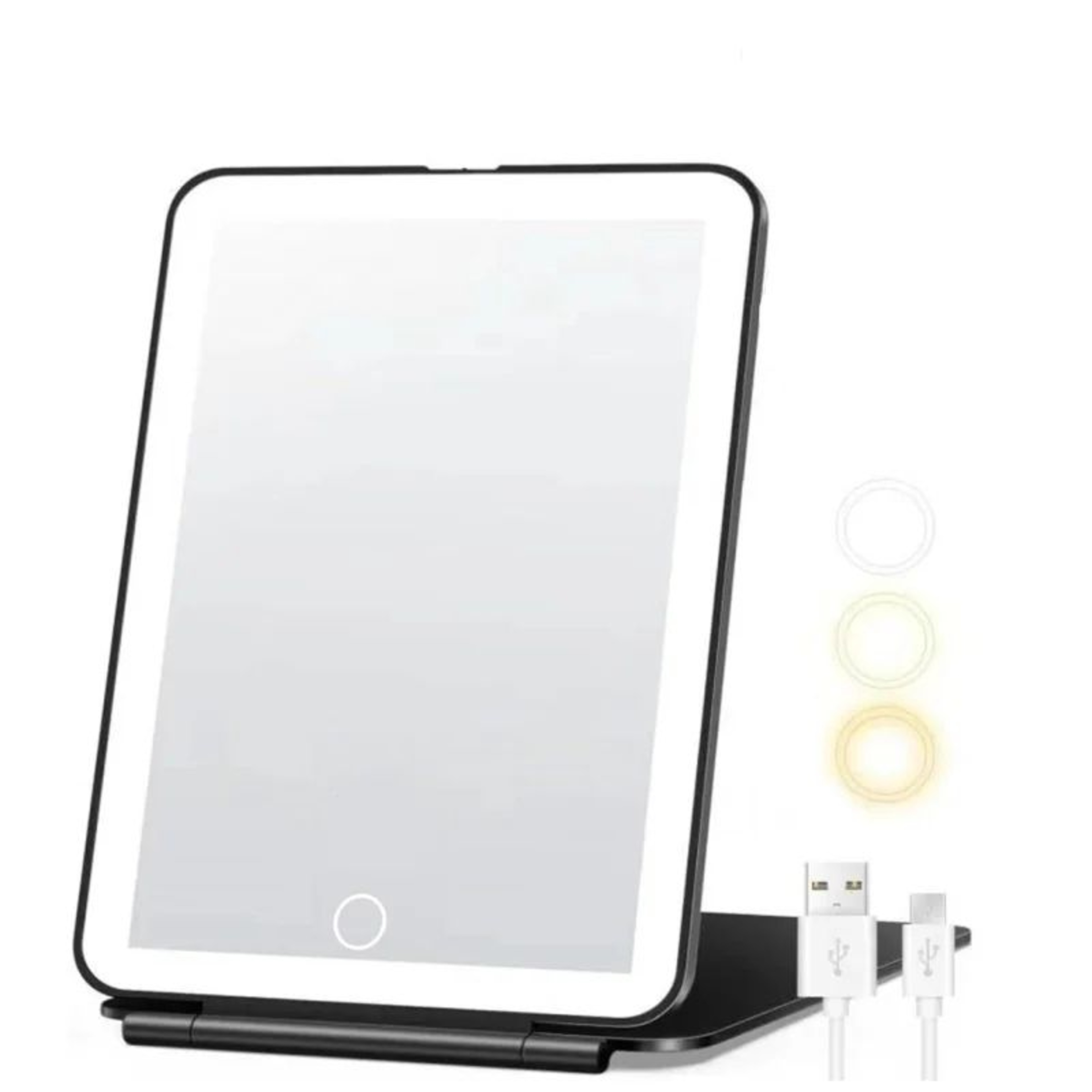 Rechargeable LED Travel Makeup Mirror With 3 Color Lights And Dimmable Touch Control 8
