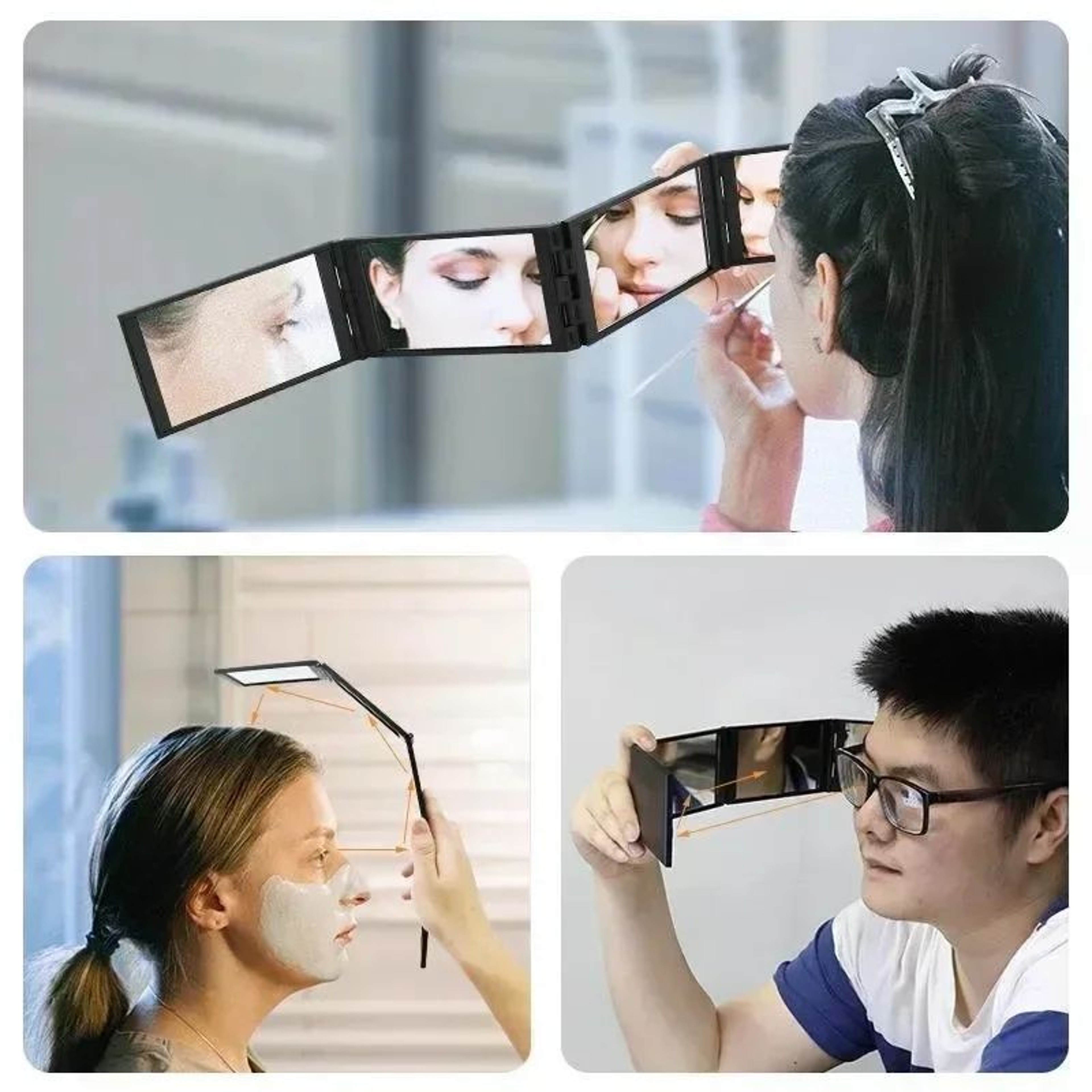 4Panel 360 View Foldable Makeup Mirror For Hair Styling And Grooming 4