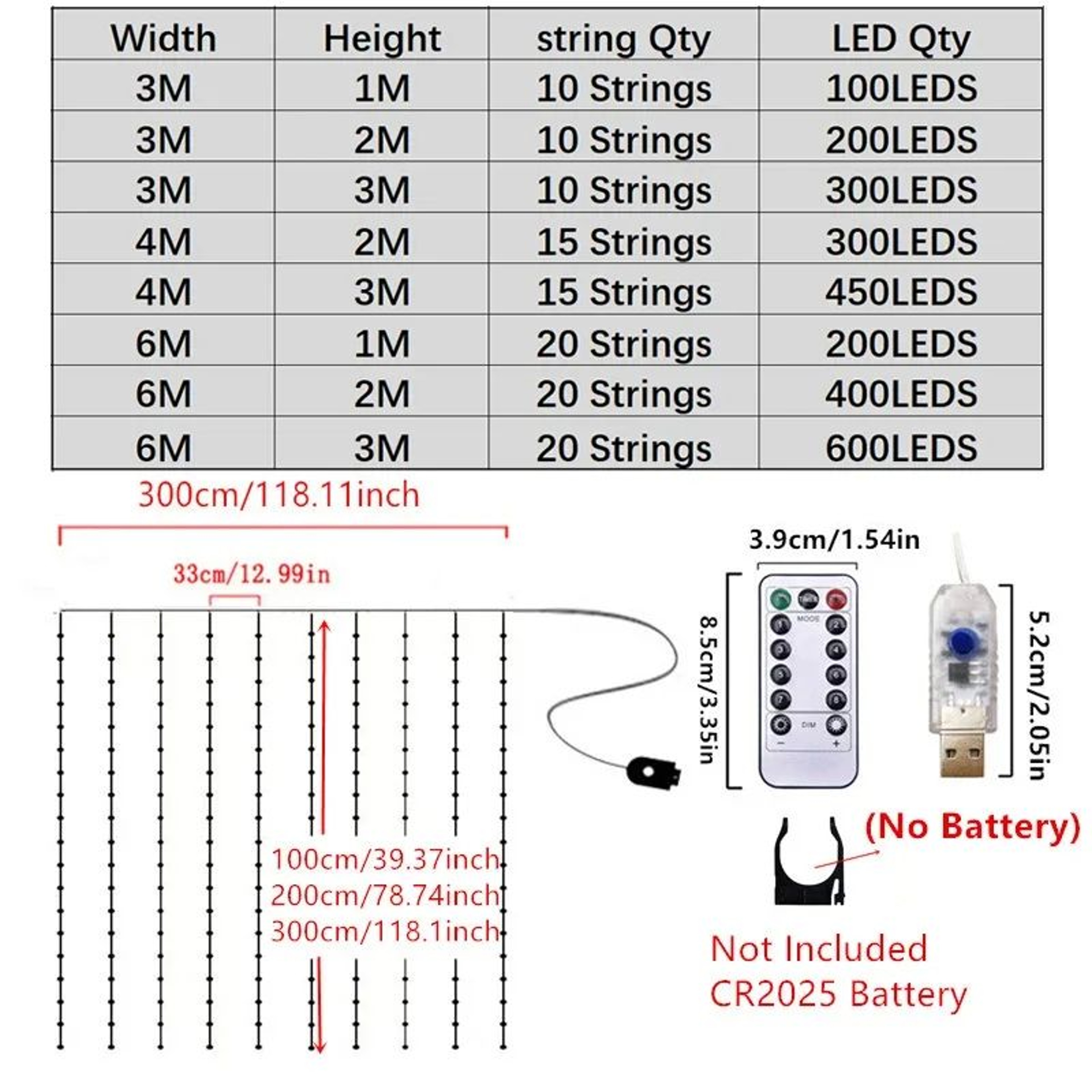 USB LED Curtain Fairy Lights With Remote Control For Bedroom And Holiday Decor 4