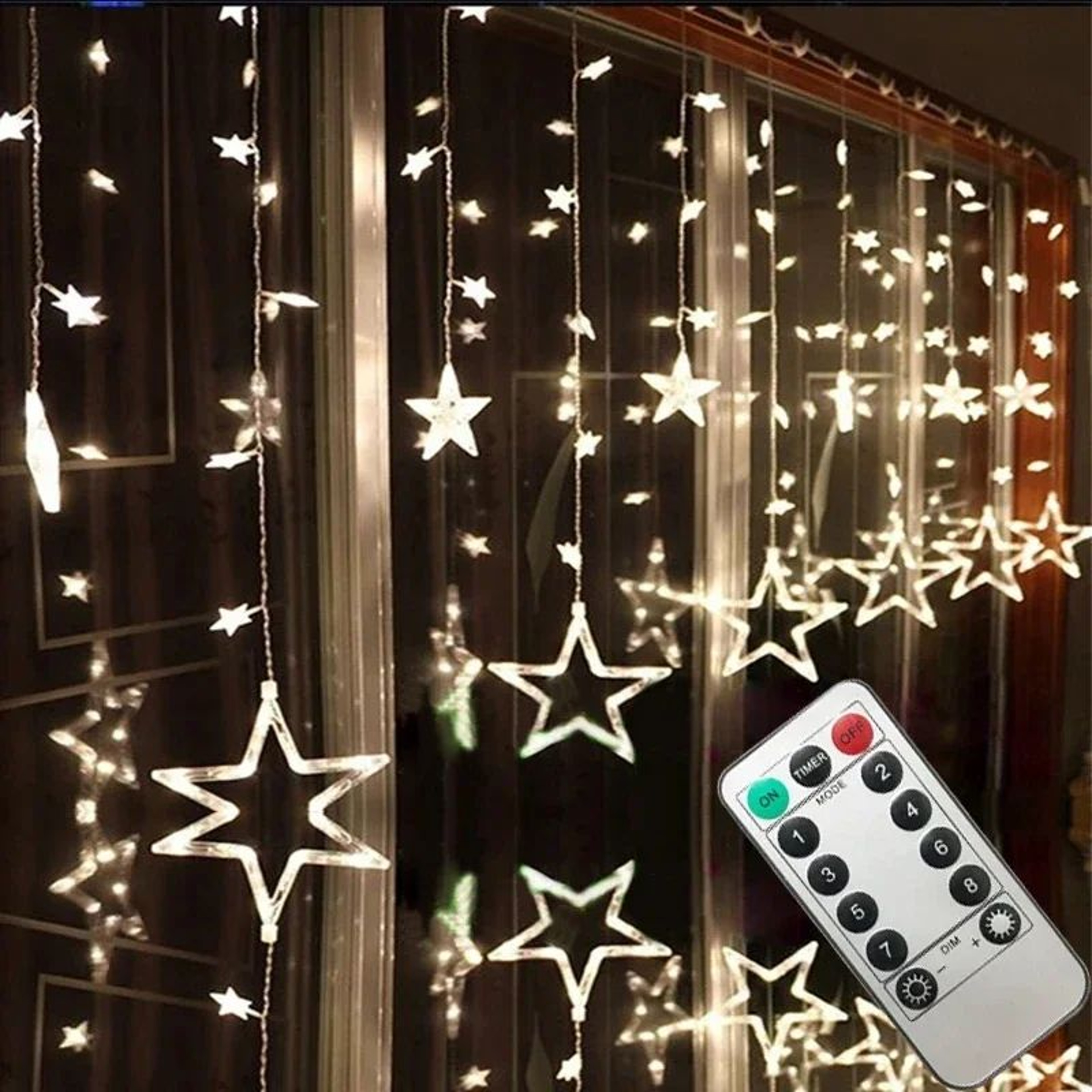 LED Pentagram Star Curtain Lights With Remote Control 0
