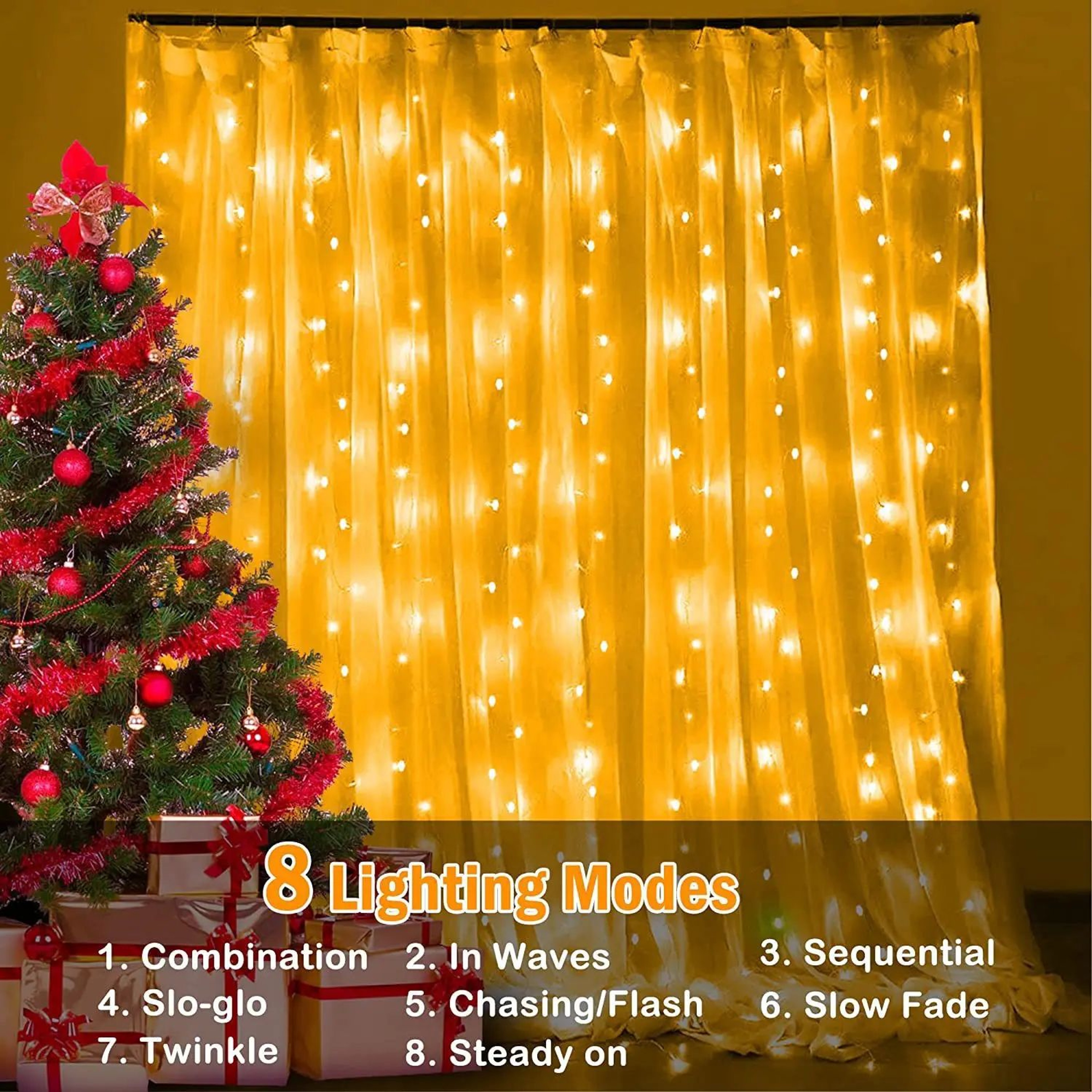USB LED Window Curtain Lights With Remote And 8 Lighting Modes 5