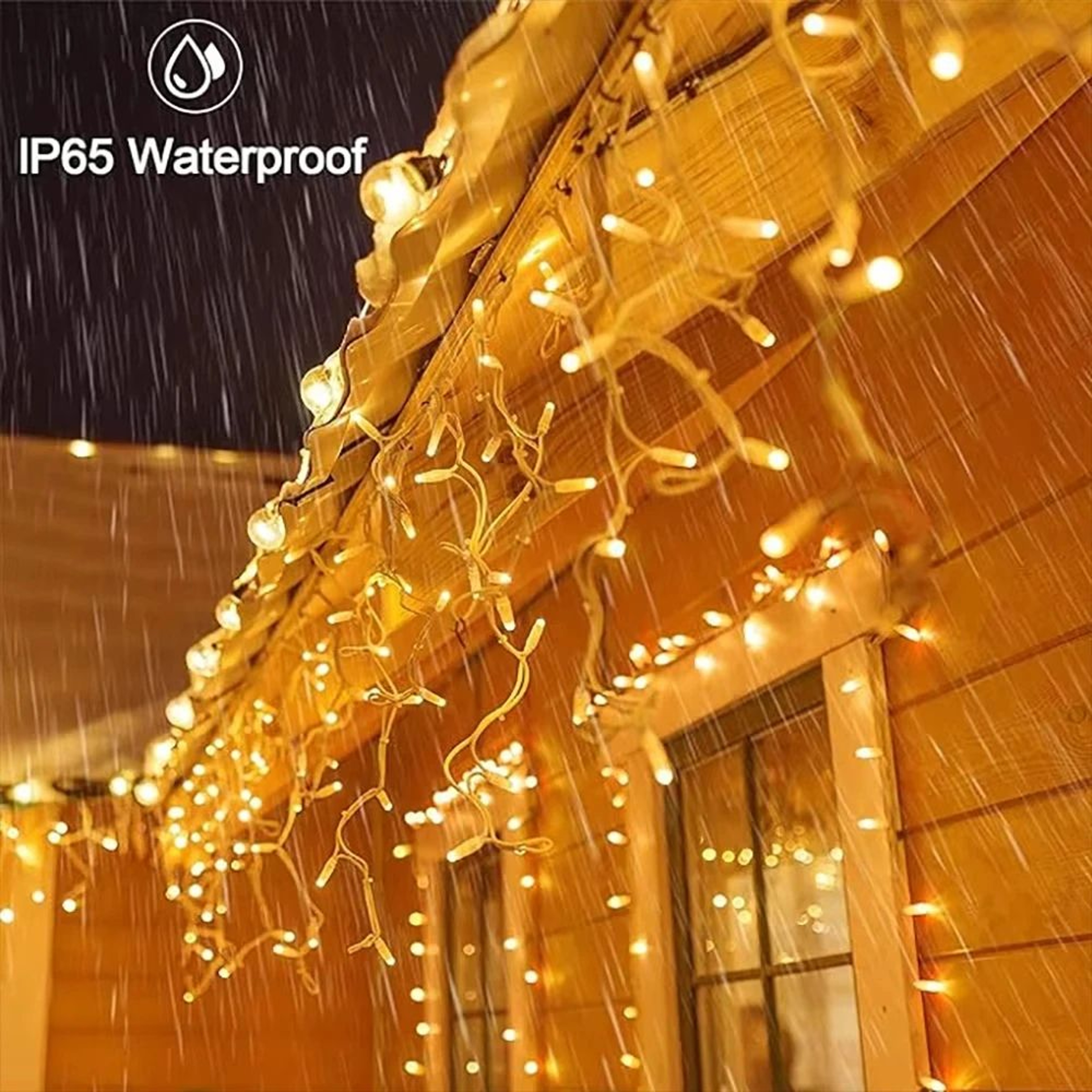 35M 96 LED Solar Icicle String Lights Outdoor Waterproof 8 Mode Curtain Lights 2