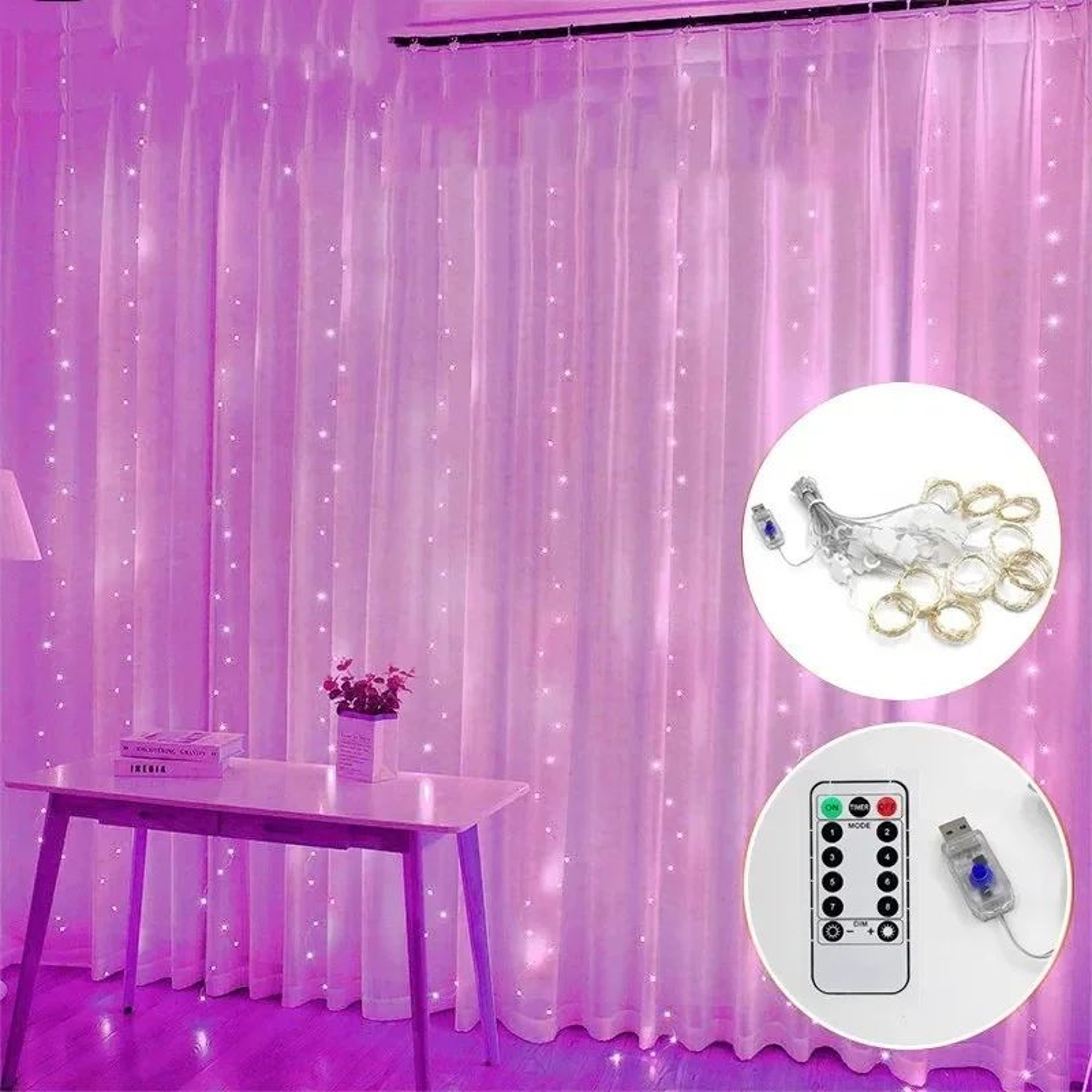 3M LED Curtain Fairy Lights USB Waterfall String Lights With Remote 8 Modes 12