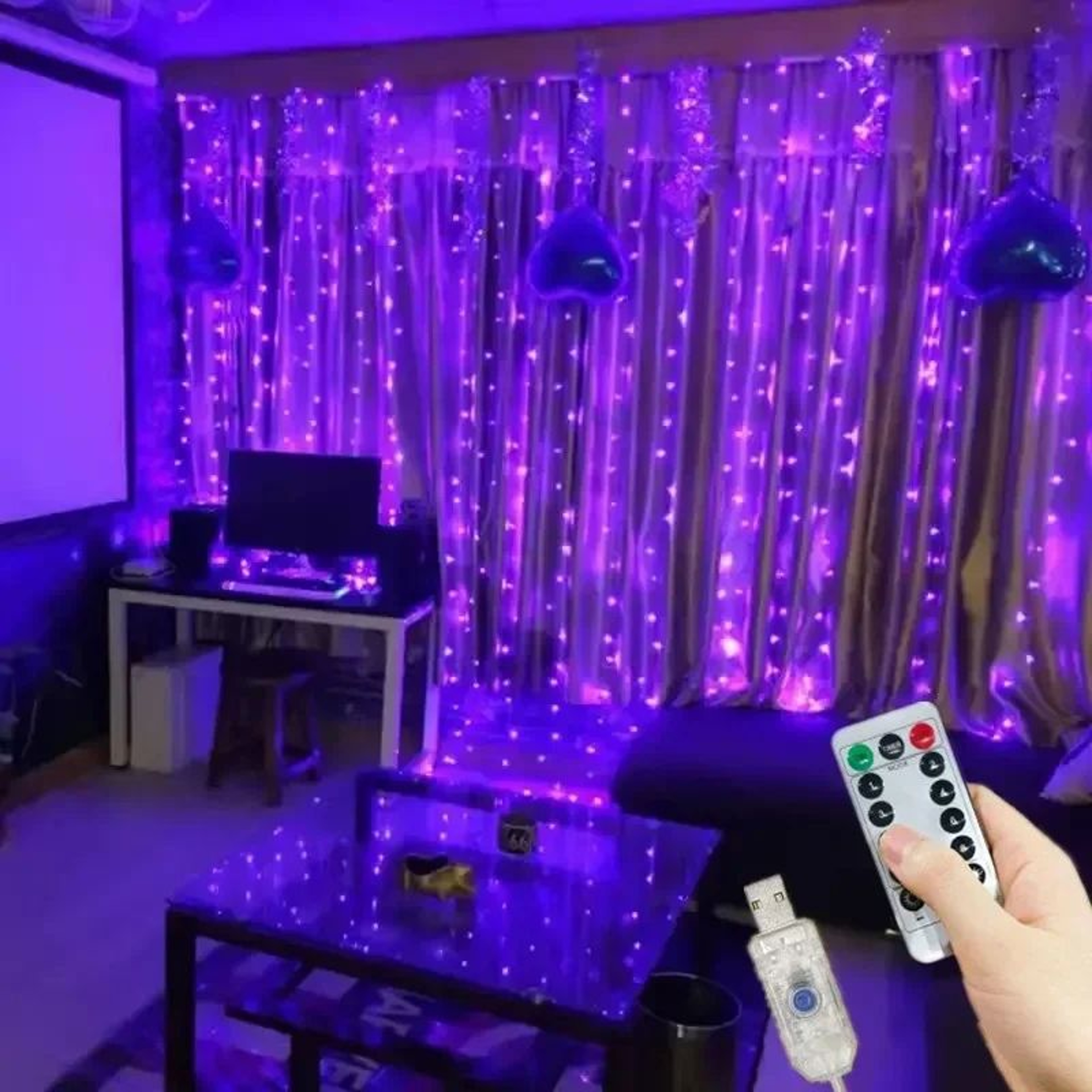 USB LED Curtain String Lights 8 Modes With Remote Control 3M 6M 8