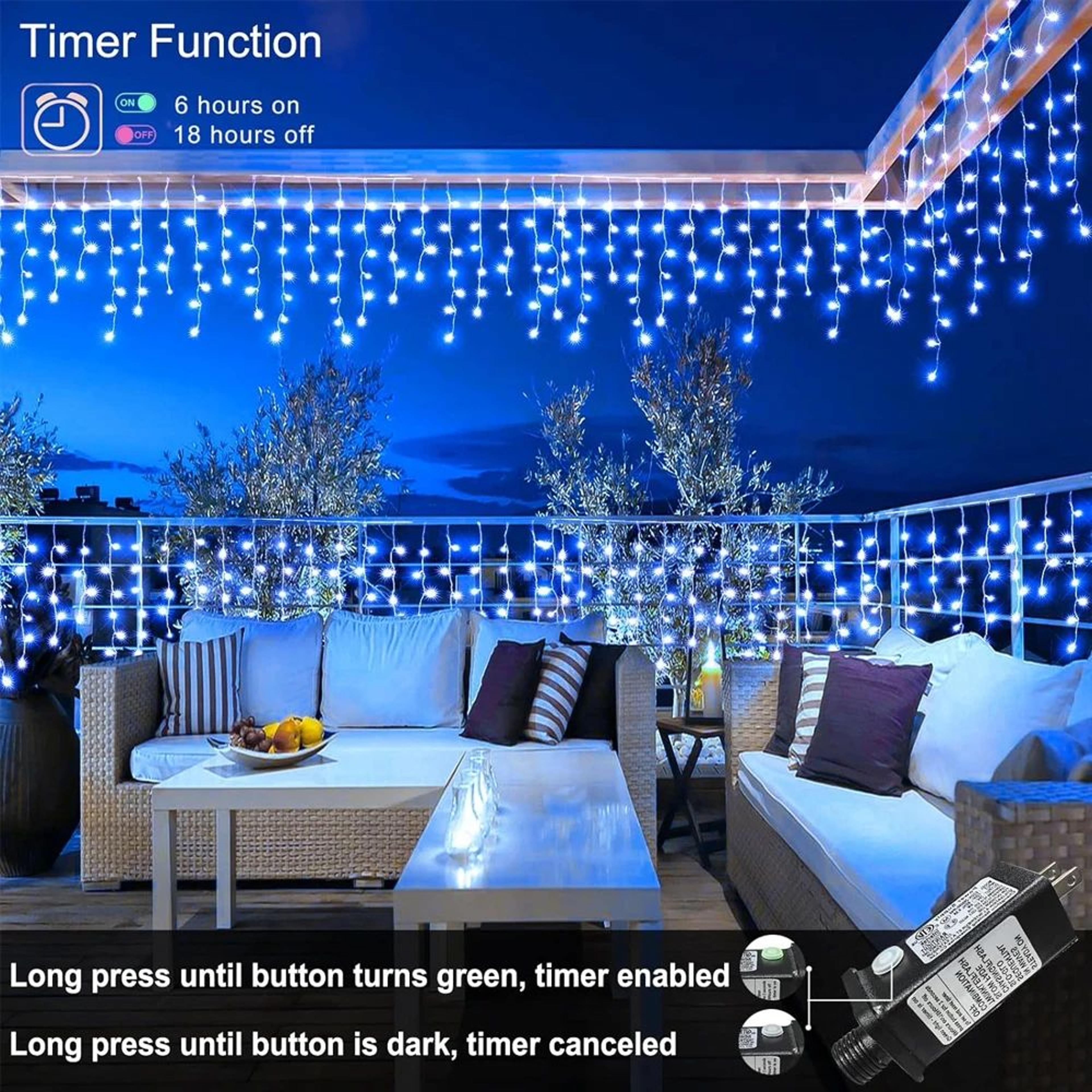 65M 200LED Or 20M 480LED Waterproof Icicle String Lights With 8 Modes And Timer 5
