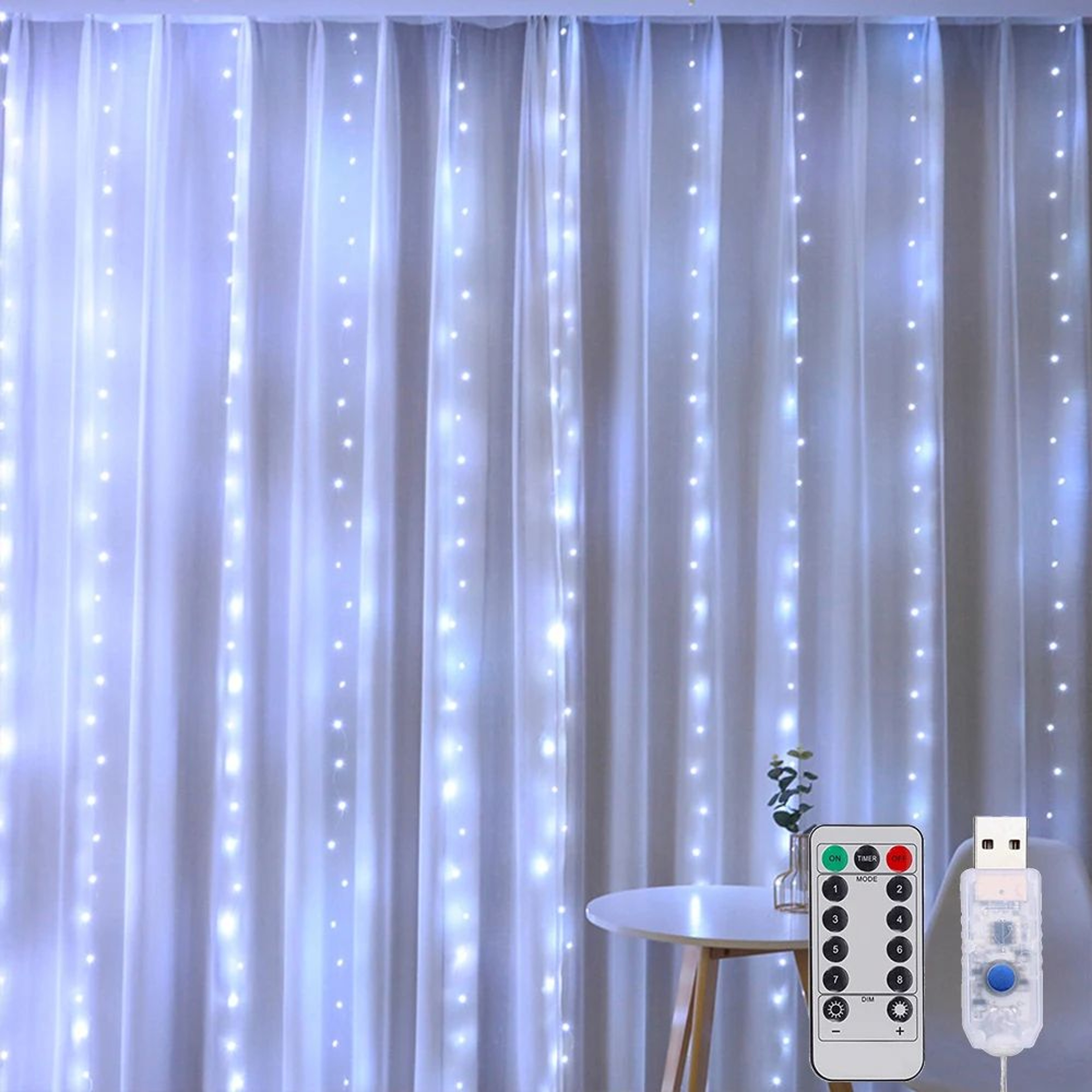 8 Mode LED Curtain Fairy Lights For Window Wedding And Christmas Decor 7