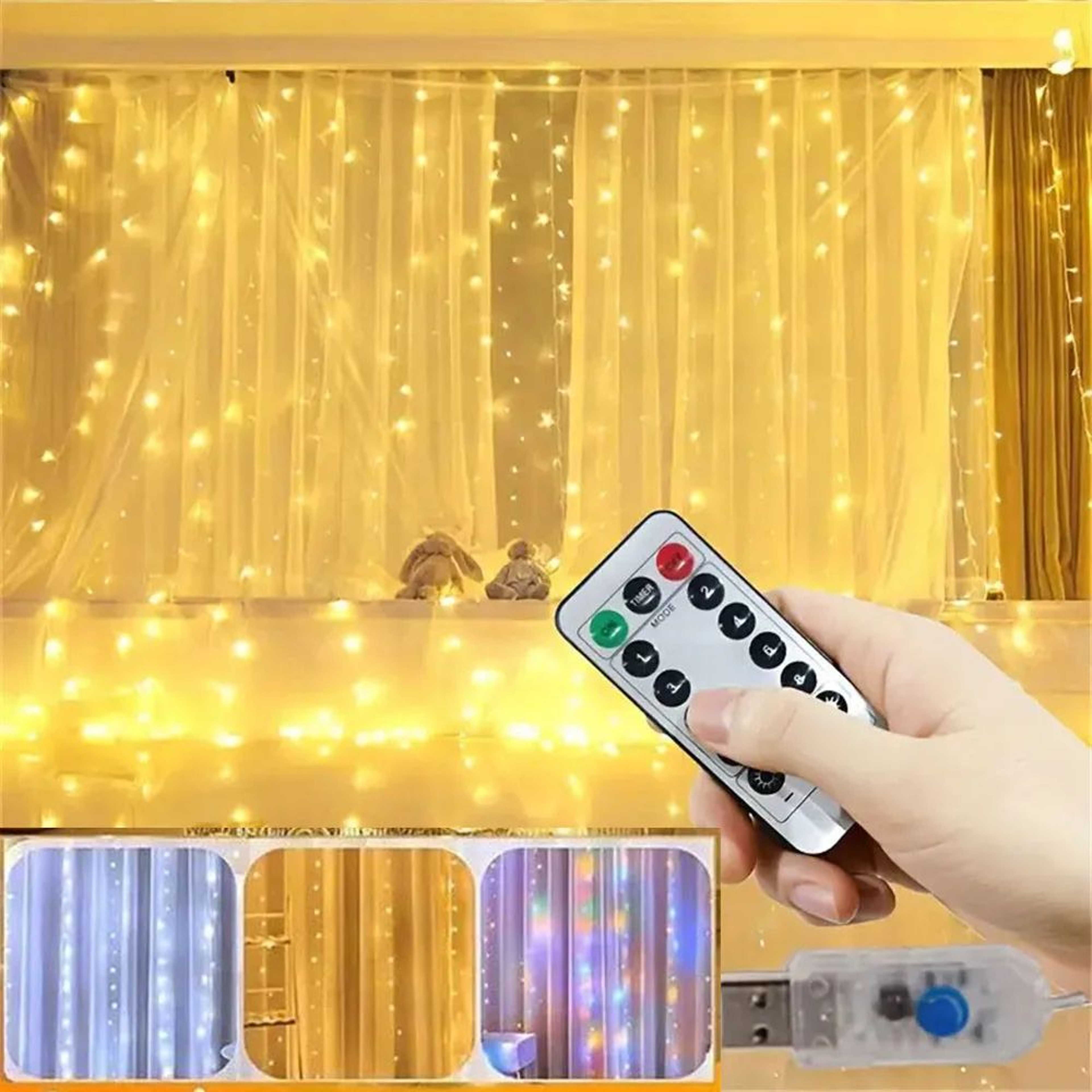 3M USB Cascading Curtain Lights With Remote And 8 Lighting Effects 2