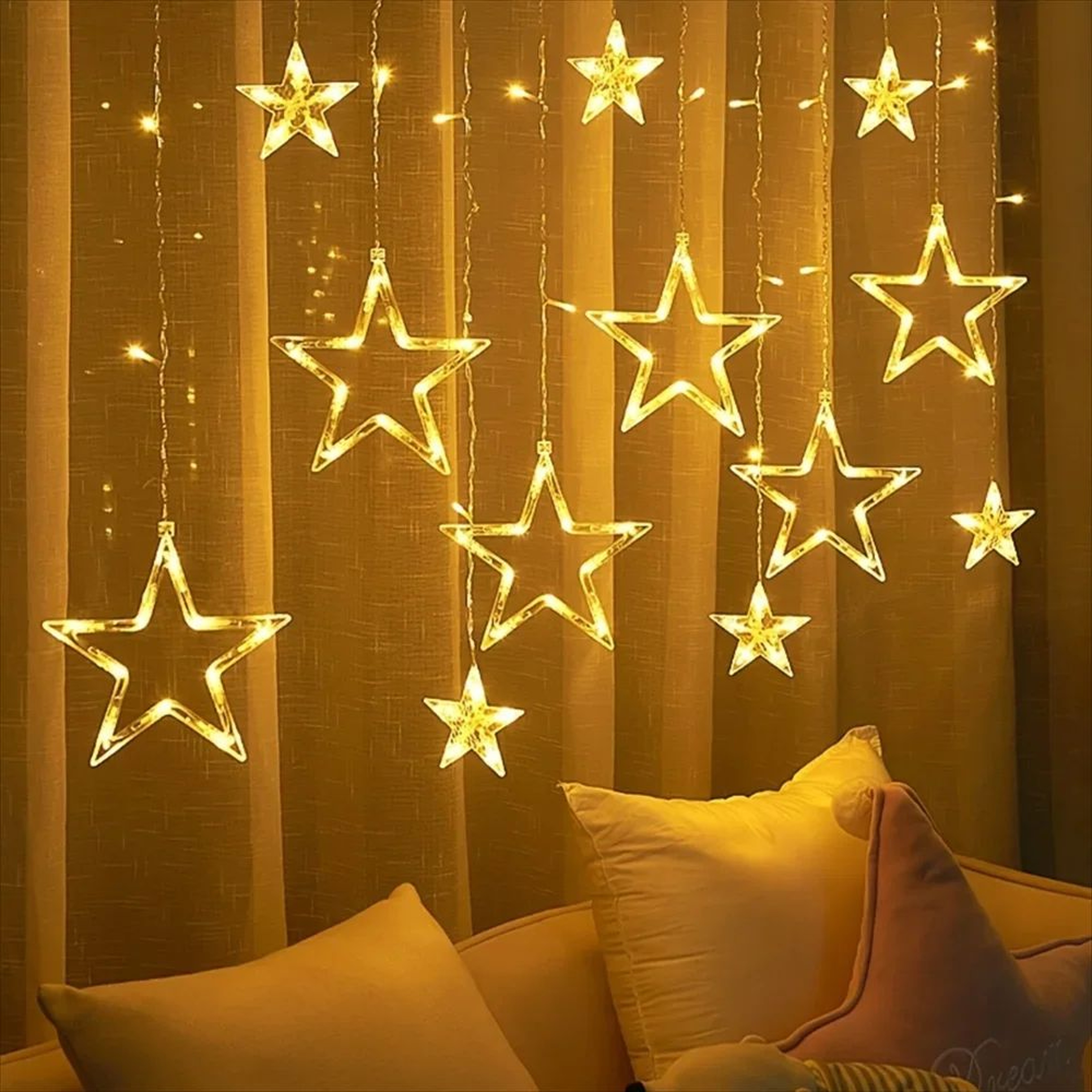 LED Pentagram Star Curtain Lights With Remote Control For Window And Holiday Decor 2