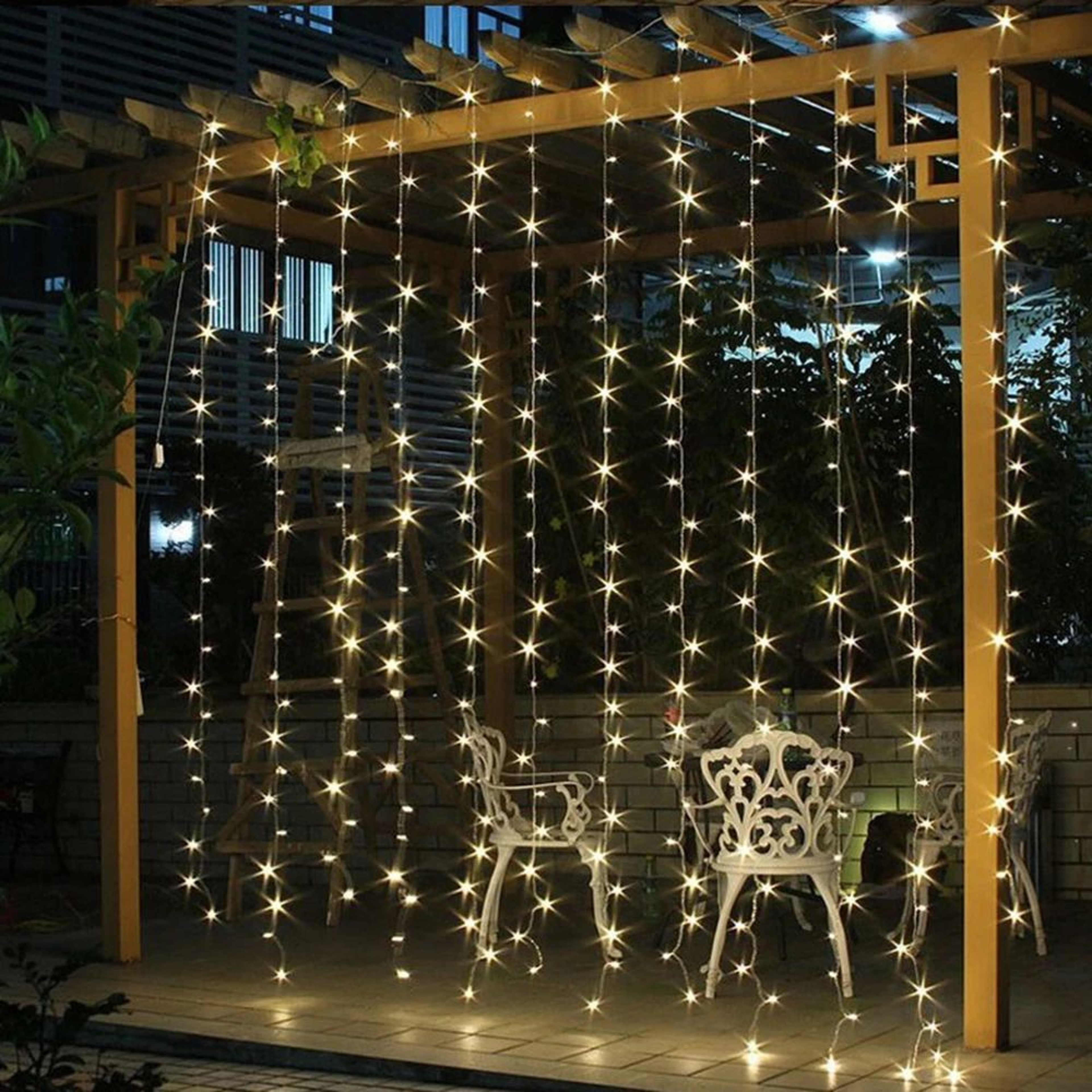 Battery Powered LED Icicle Curtain Lights For Window Holiday And Party Decor 3