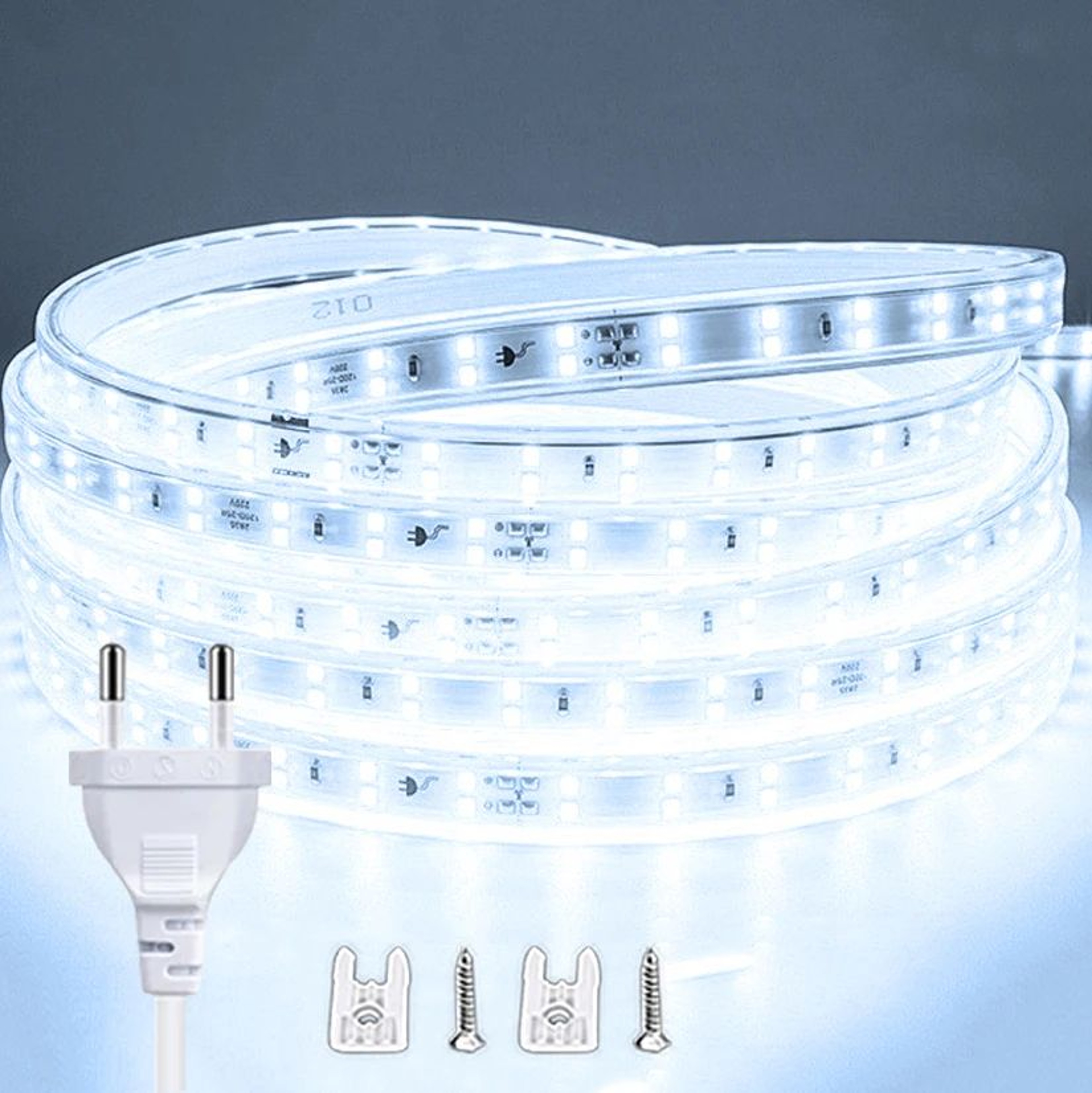 220V Waterproof LED Strip Light With EU Plug Flexible 2835 Ribbon For Indoor And Outdoor Decor 7