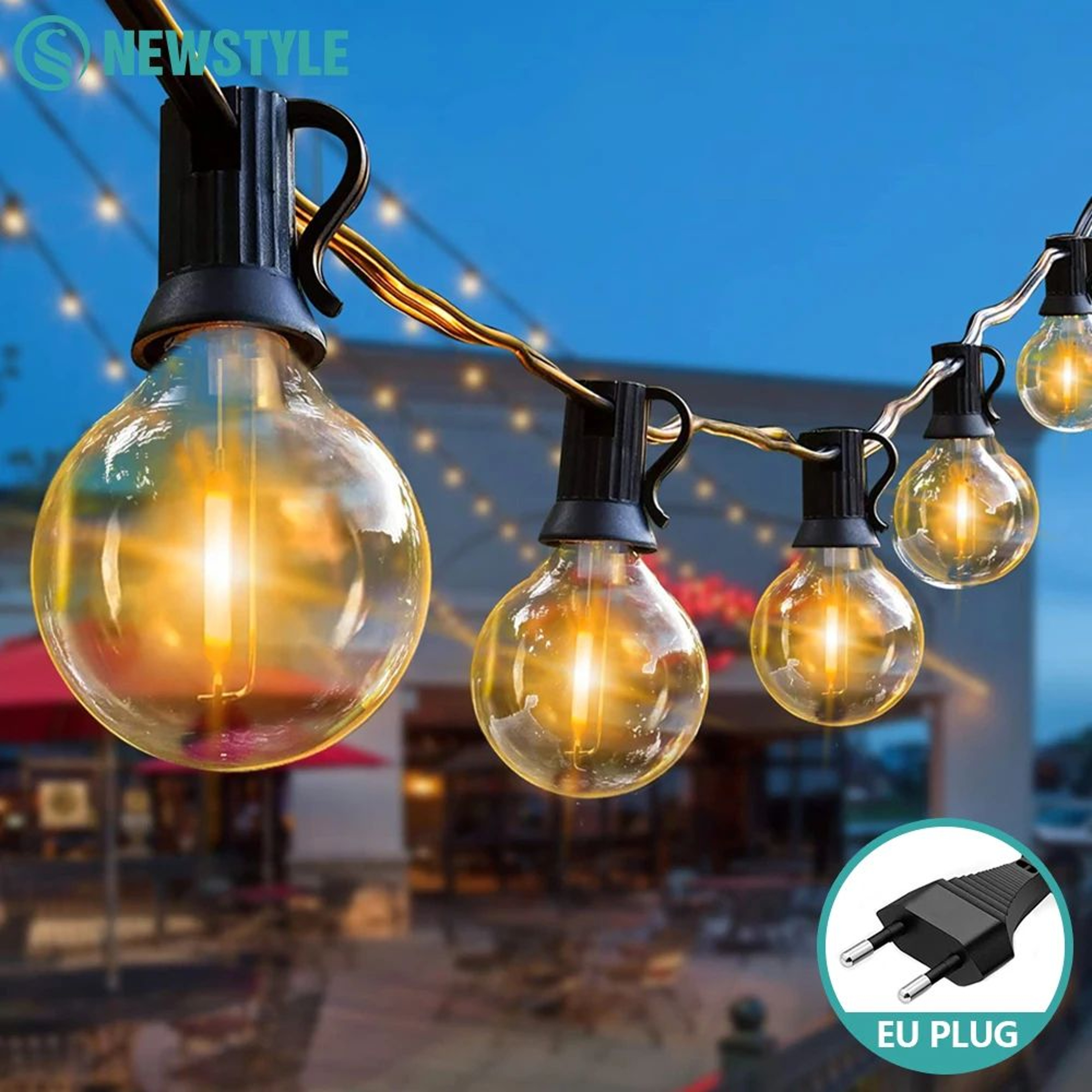 G40 Outdoor LED String Lights Waterproof Shatterproof Patio Festoon Lights EU Plug 0