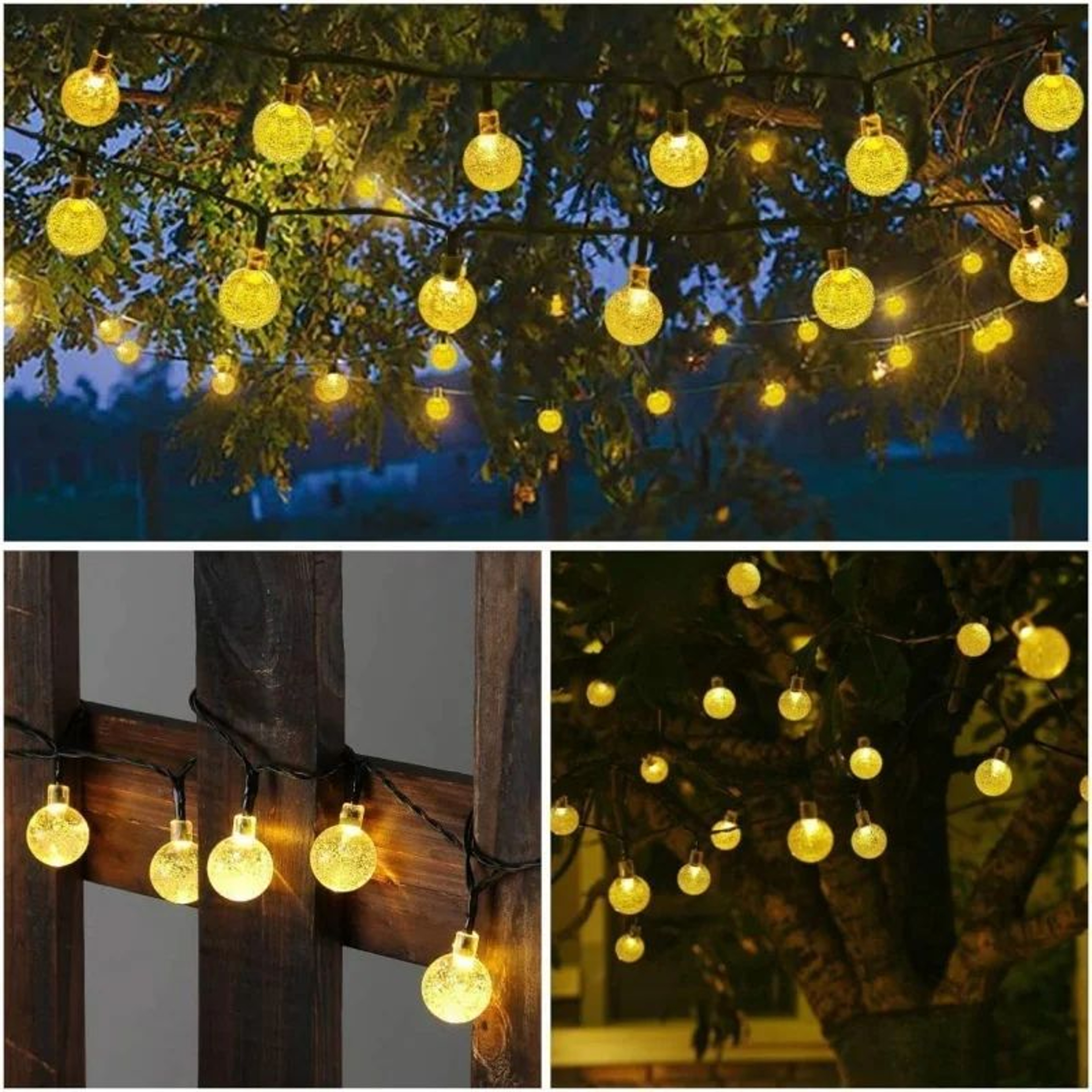 Solar Crystal Bubble Ball String Lights Waterproof Outdoor Garden Fairy Lights 5