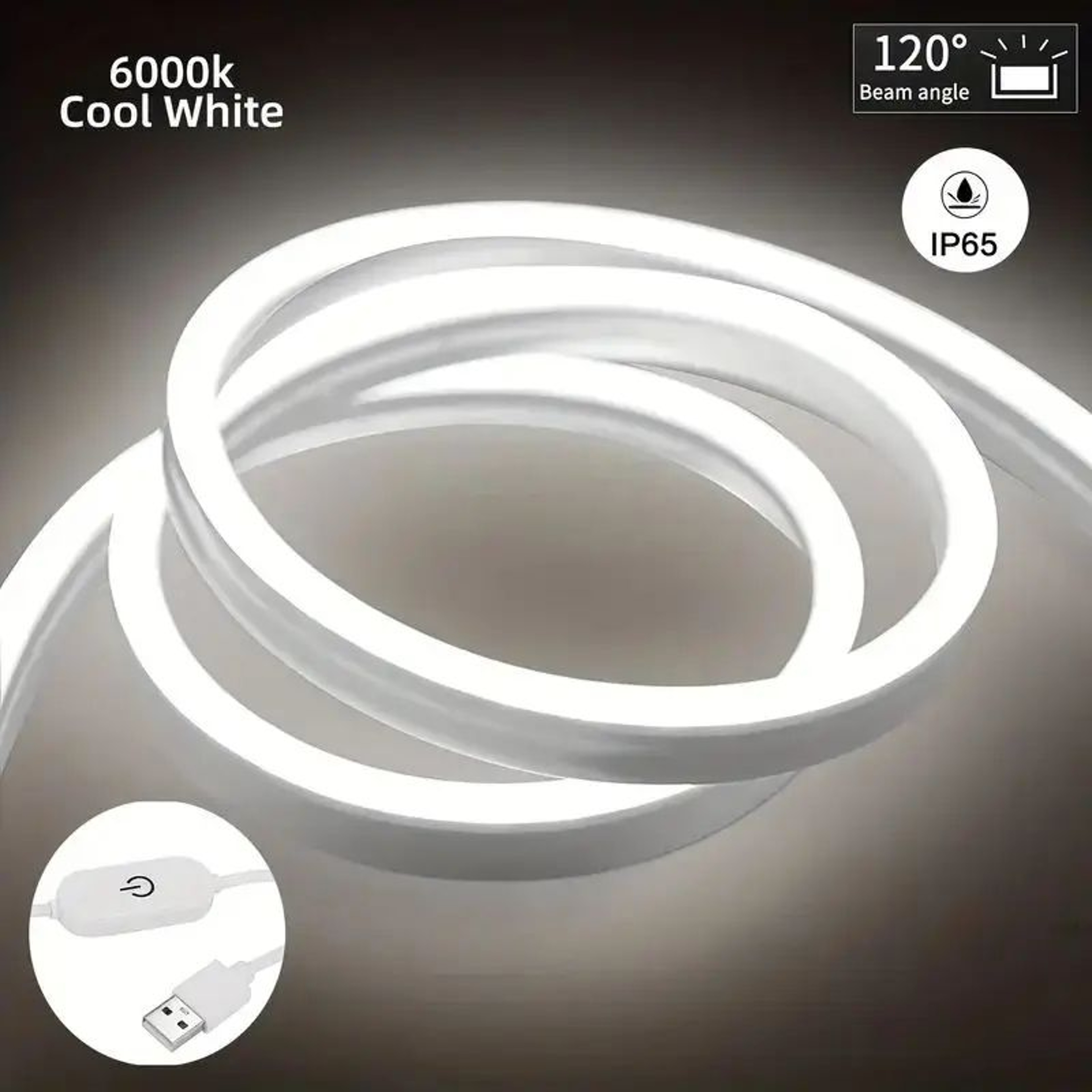 Touch Sensor USB LED Neon Light Strip Dimmable Waterproof Flexible Backlight 8