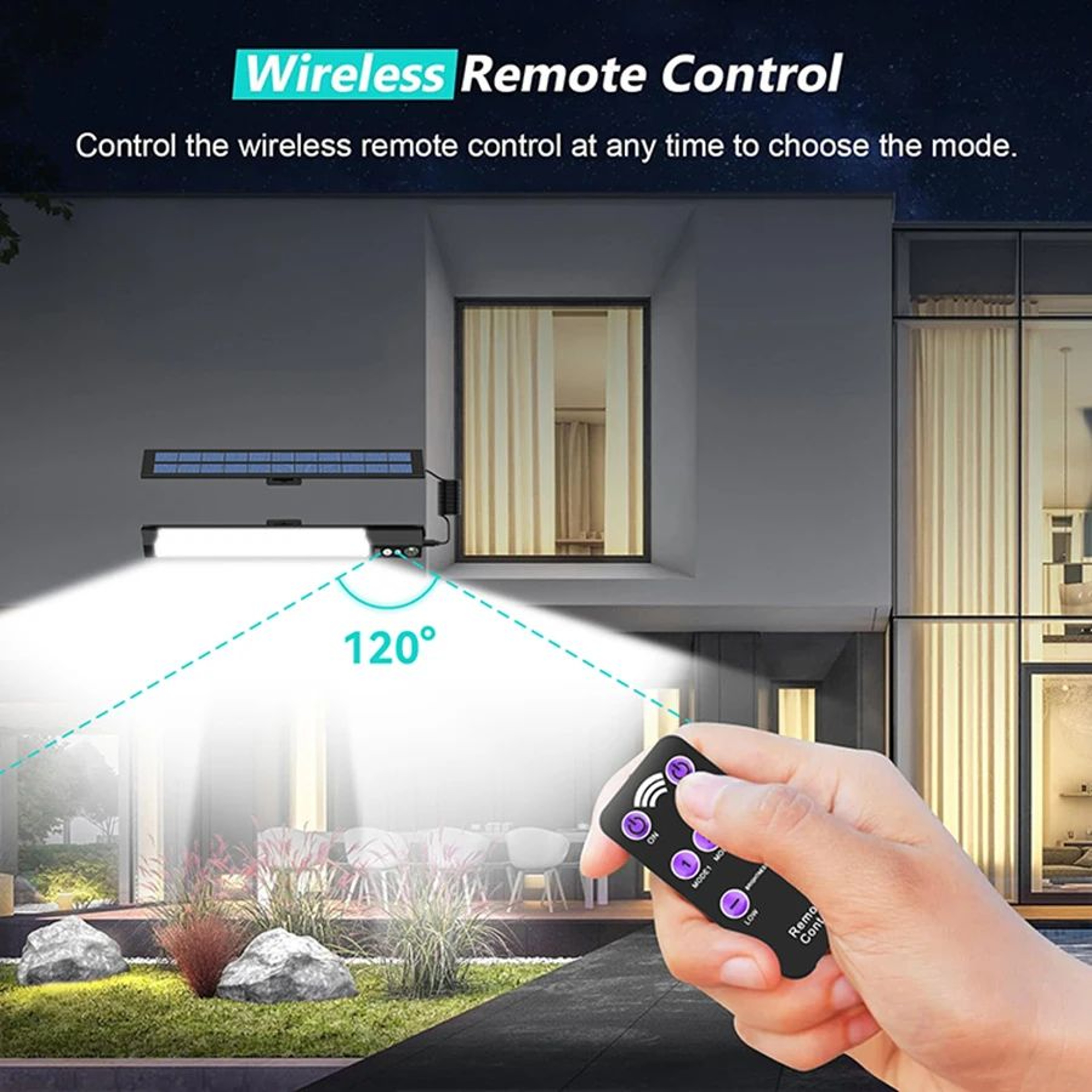158316 LED Solar Motion Sensor Wall Light With Remote 4