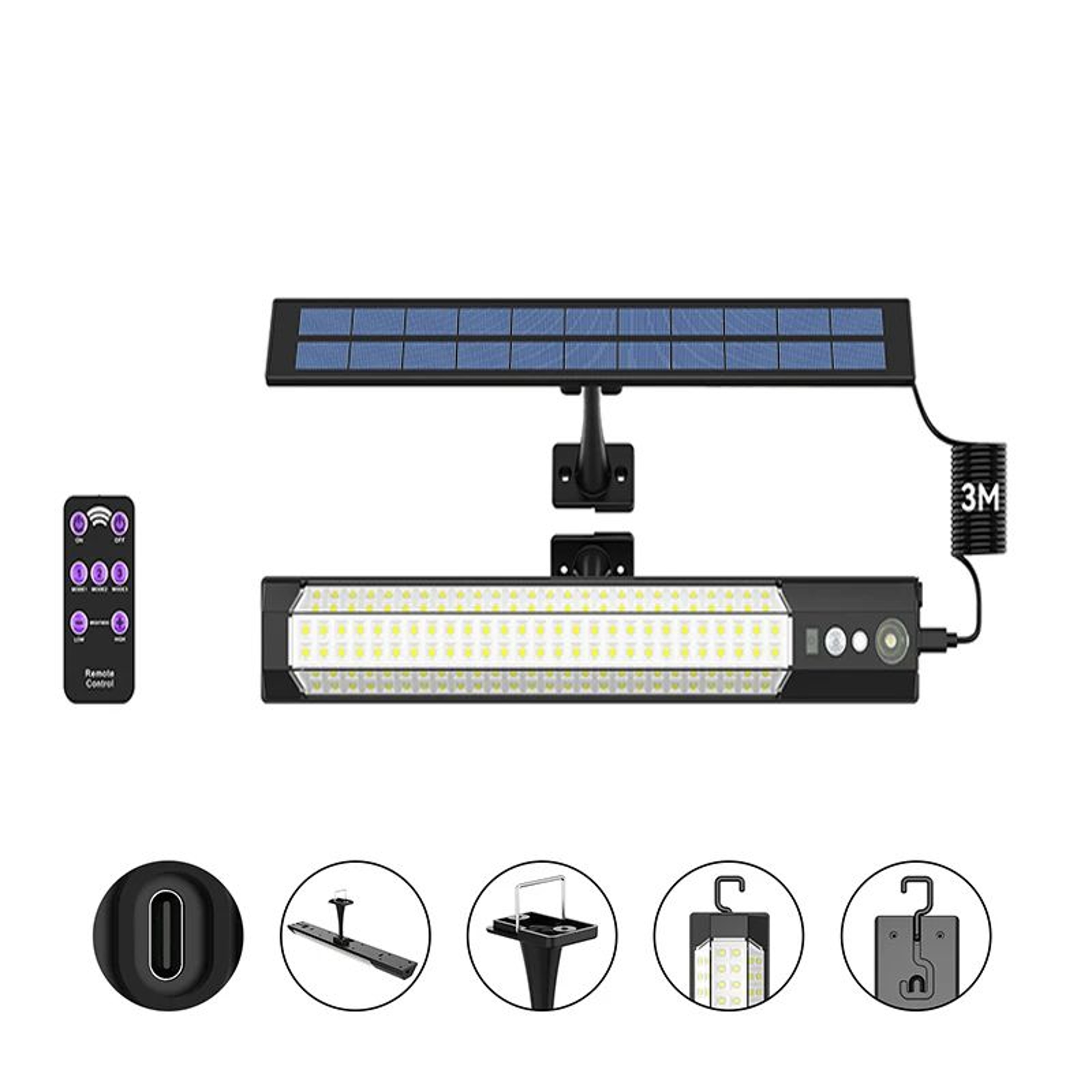 158316 LED Solar Motion Sensor Wall Light With Remote 6