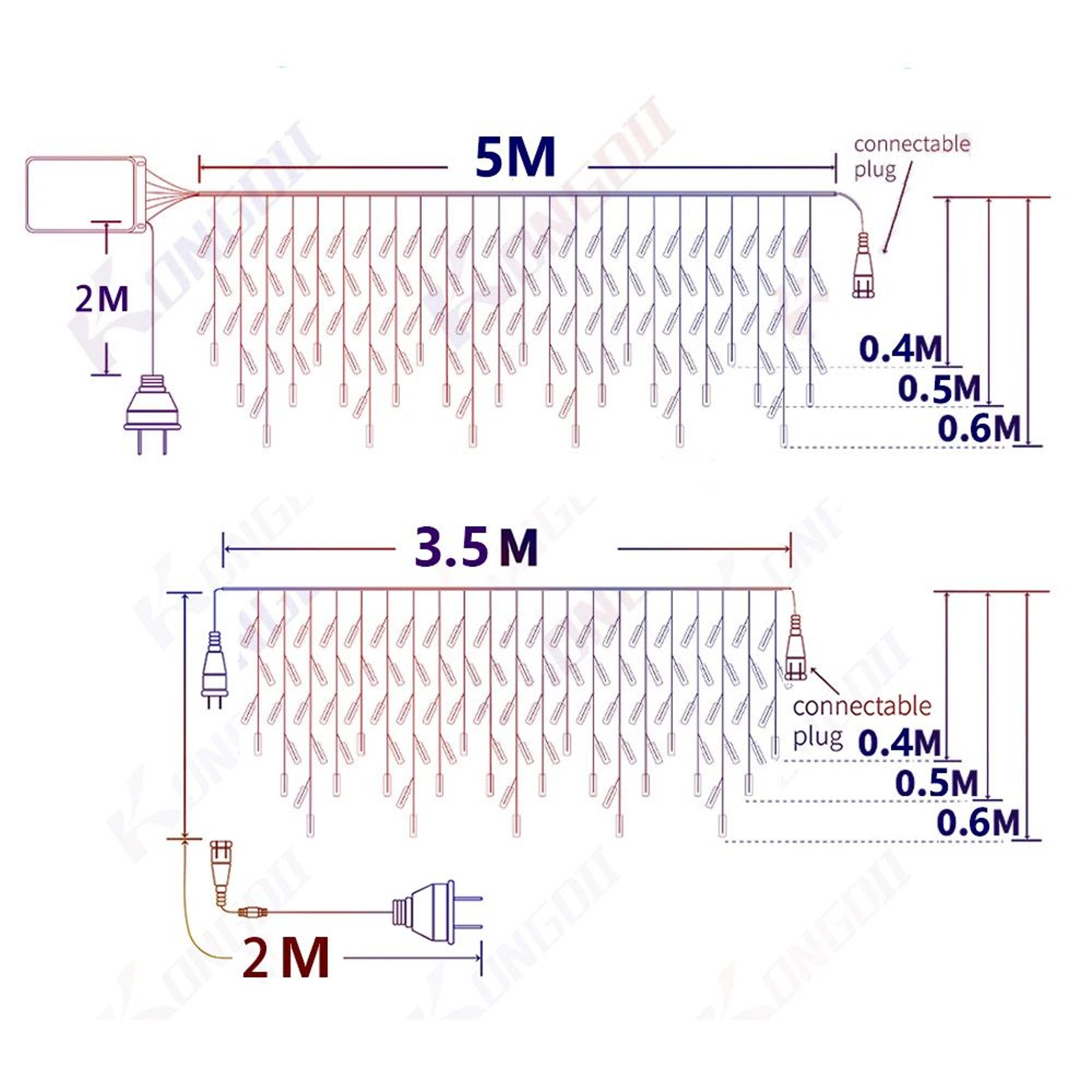 35M40M LED Icicle Curtain String Lights With 8 Modes For Outdoor Holiday Decor 1