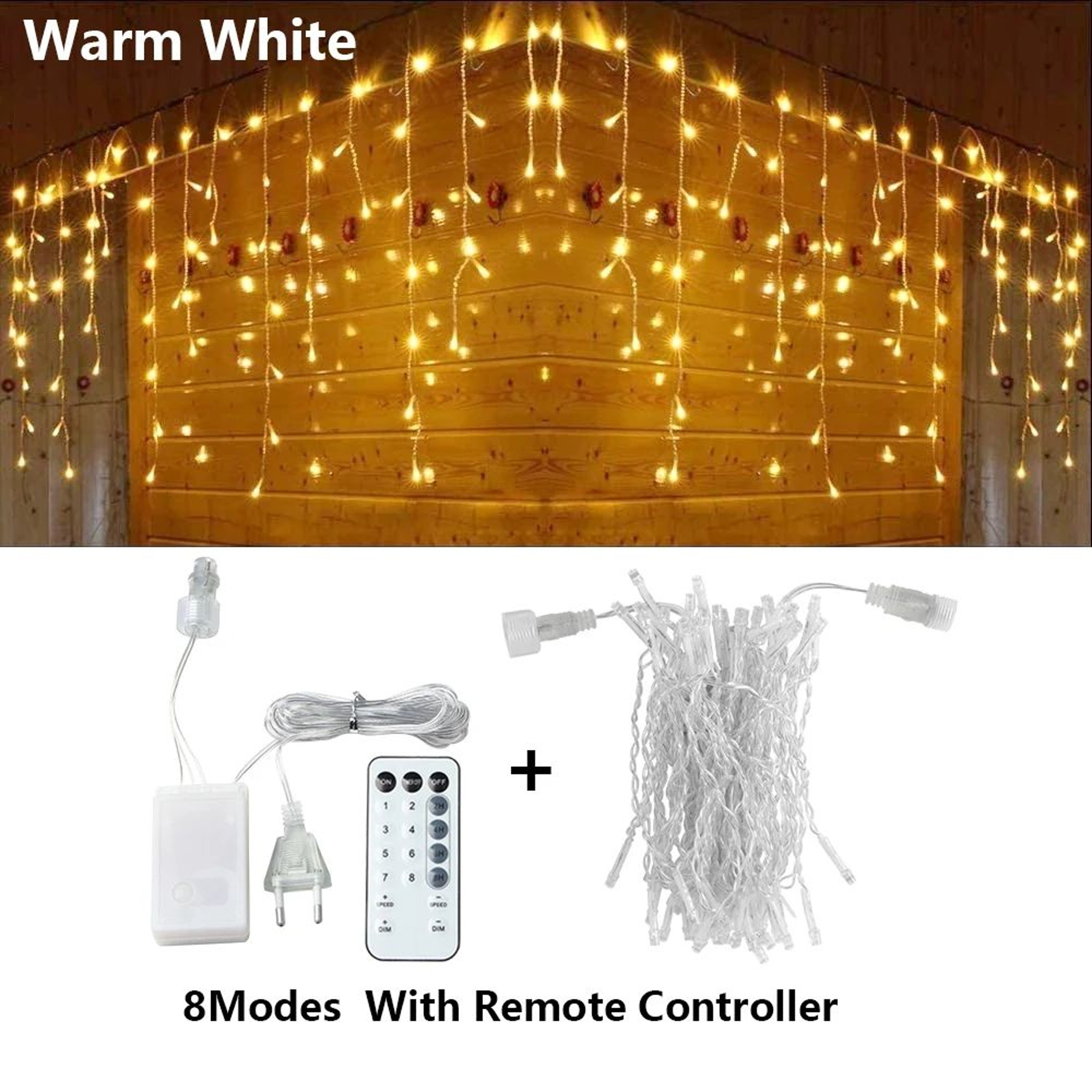 35M40M LED Icicle Curtain String Lights With 8 Modes For Outdoor Holiday Decor 8