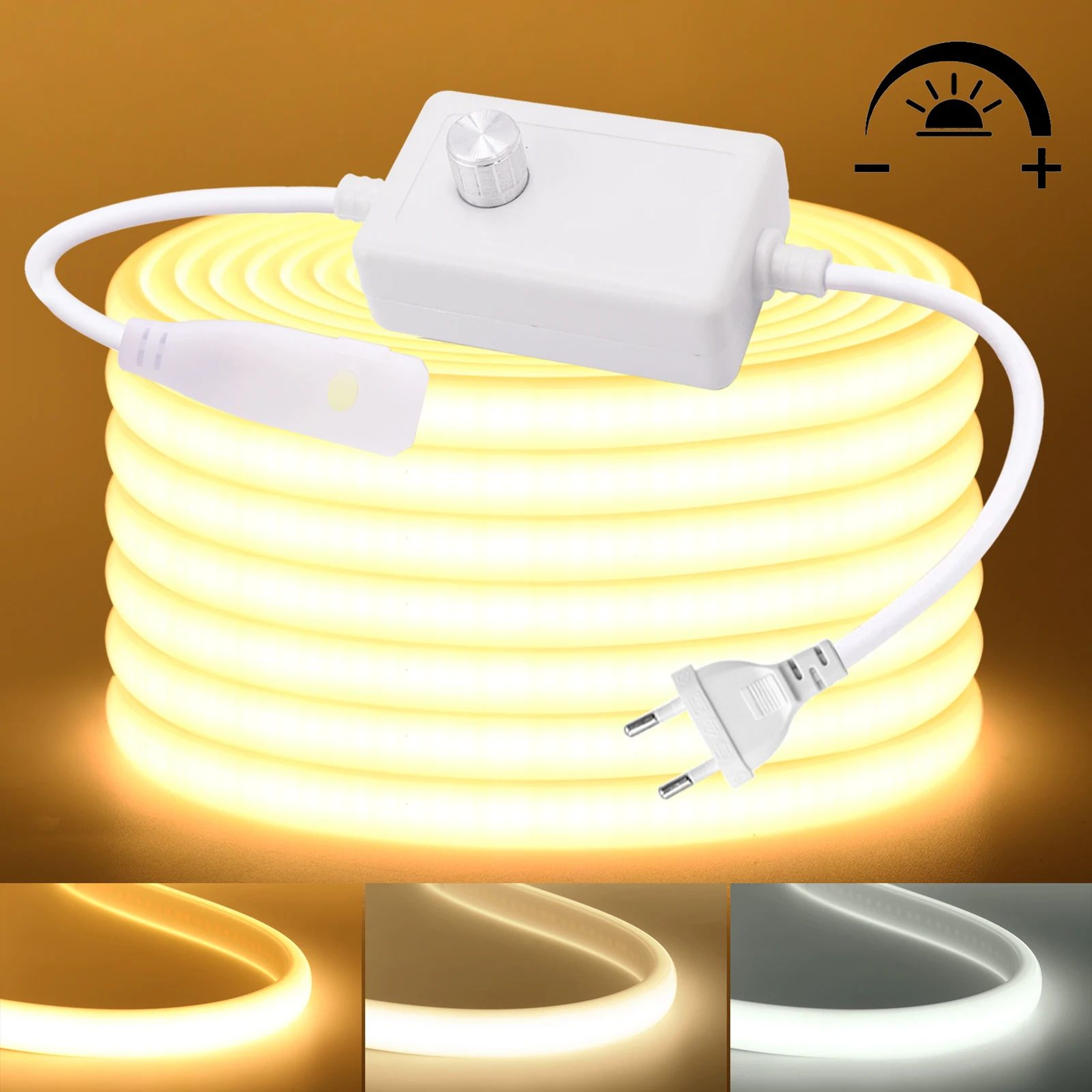 220V Dimmable COB LED Strip Light IP65 With EU Plug For Kitchen And Home Lighting 0