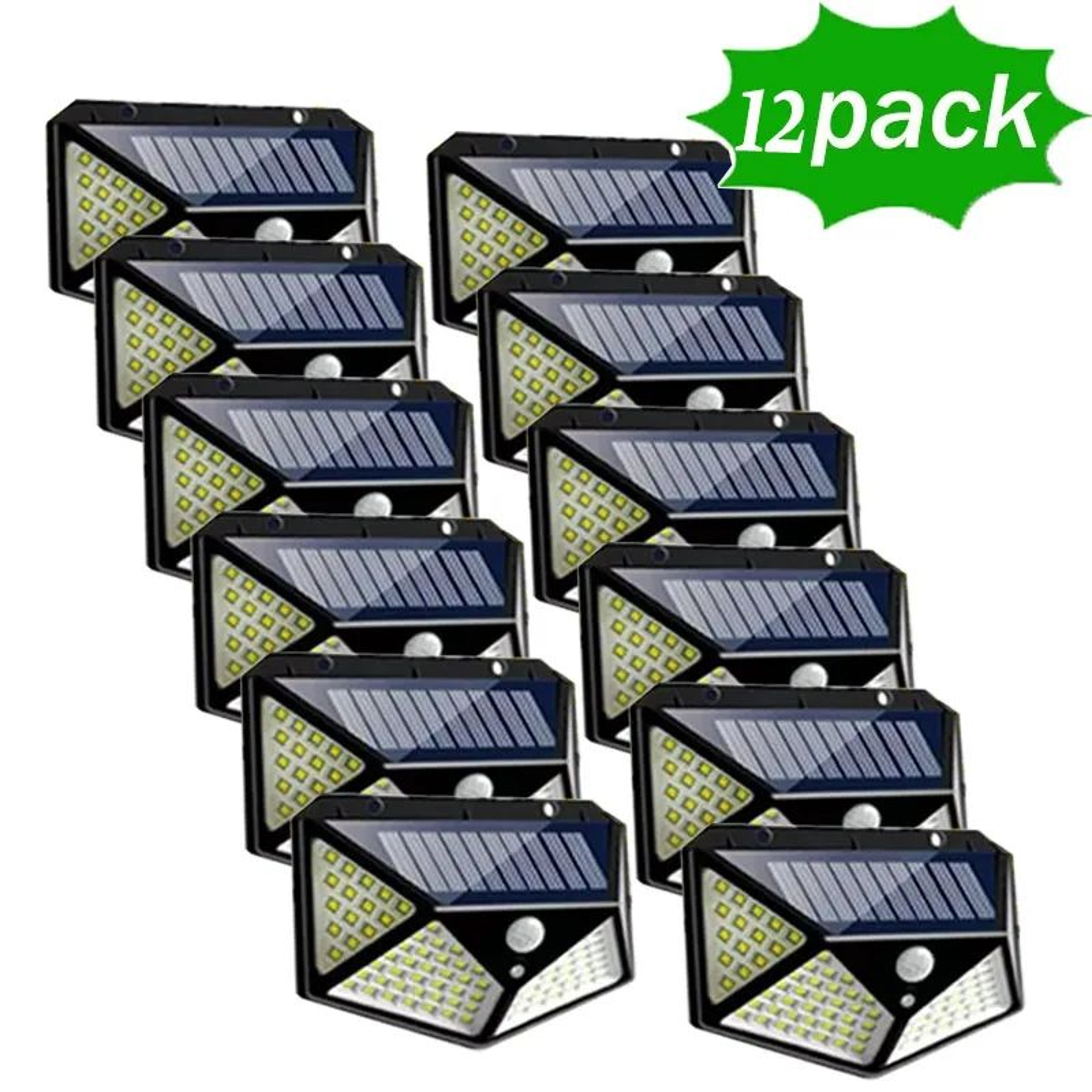 100 LED Solar Motion Sensor Wall Lights 12 Pack  Waterproof Outdoor Security Lights 10
