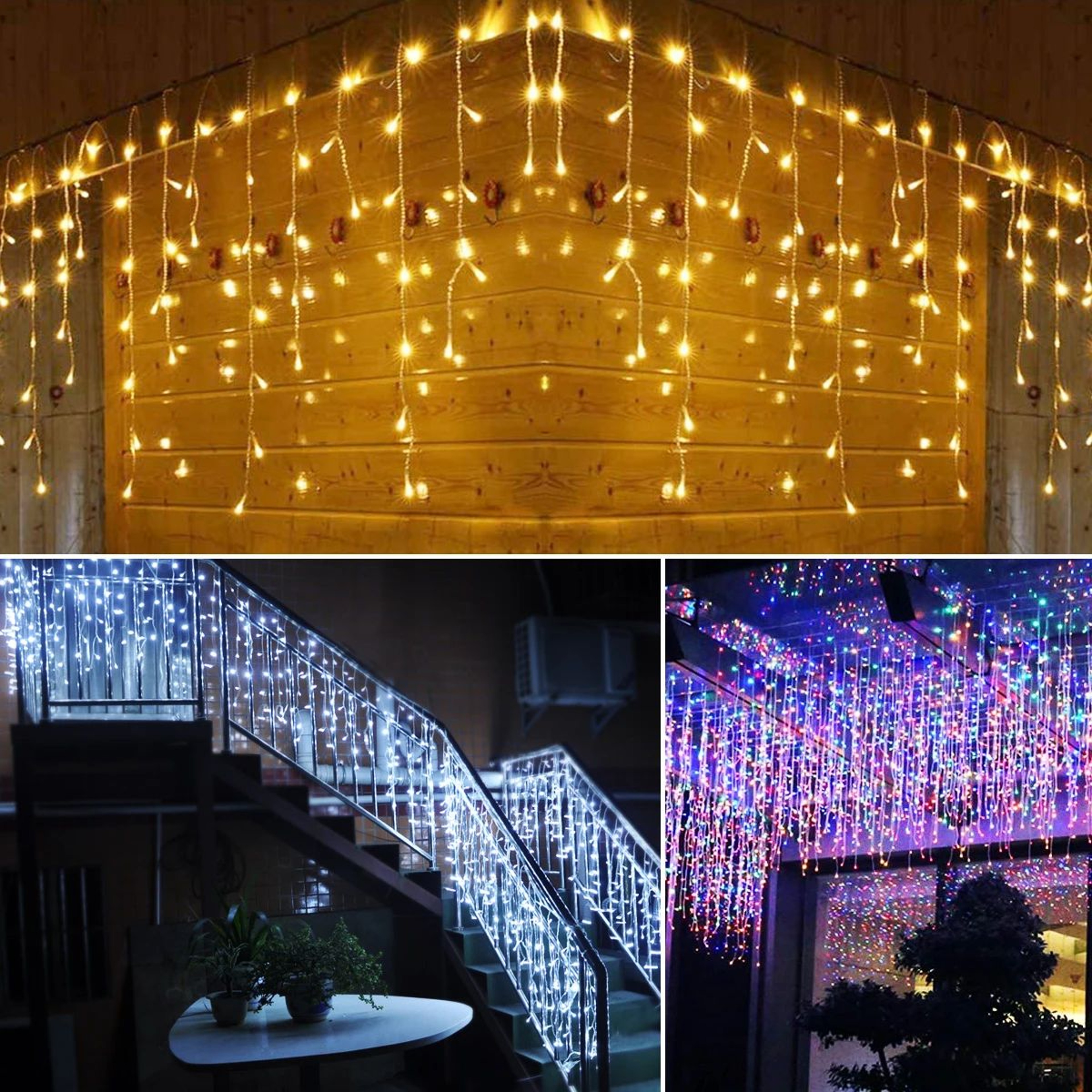 5M LED Icicle String Lights 96 LED 8 Modes Outdoor Christmas Eaves Garland 5