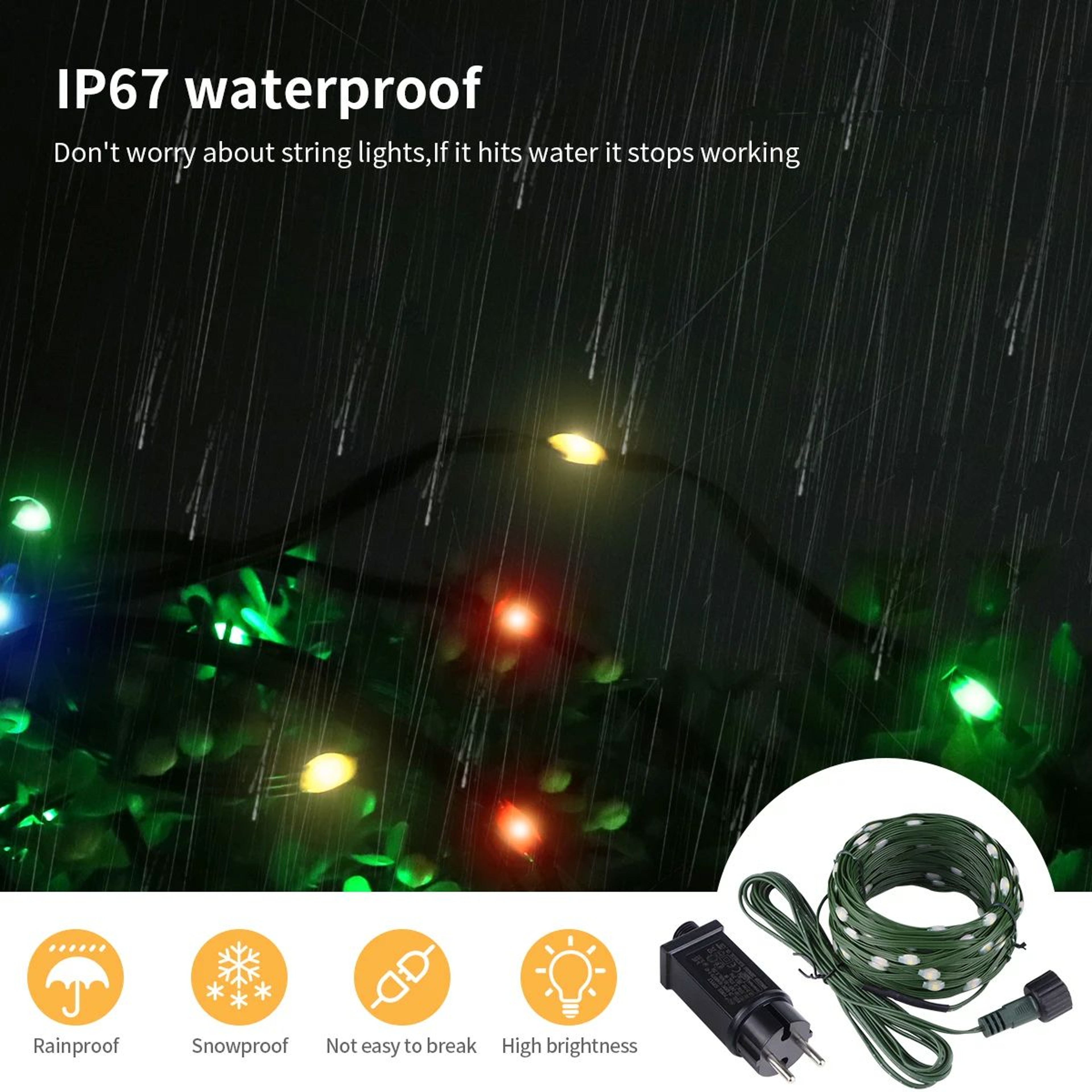 24V Waterproof LED Christmas String Lights 50M 100M Green Wire 8 Modes 4