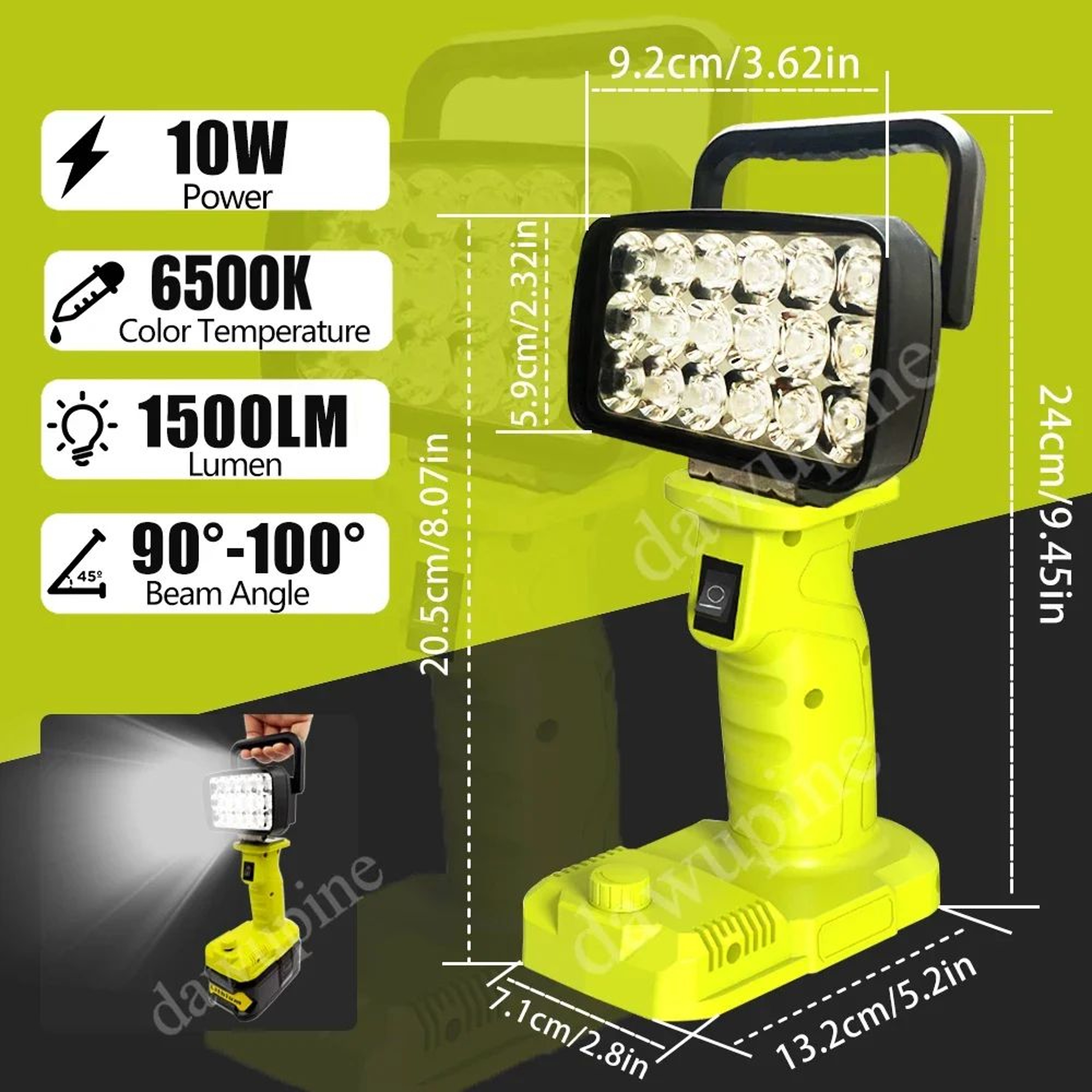 18 LED Work Light For Ryobi 18V Battery Portable Camping Spotlight 0