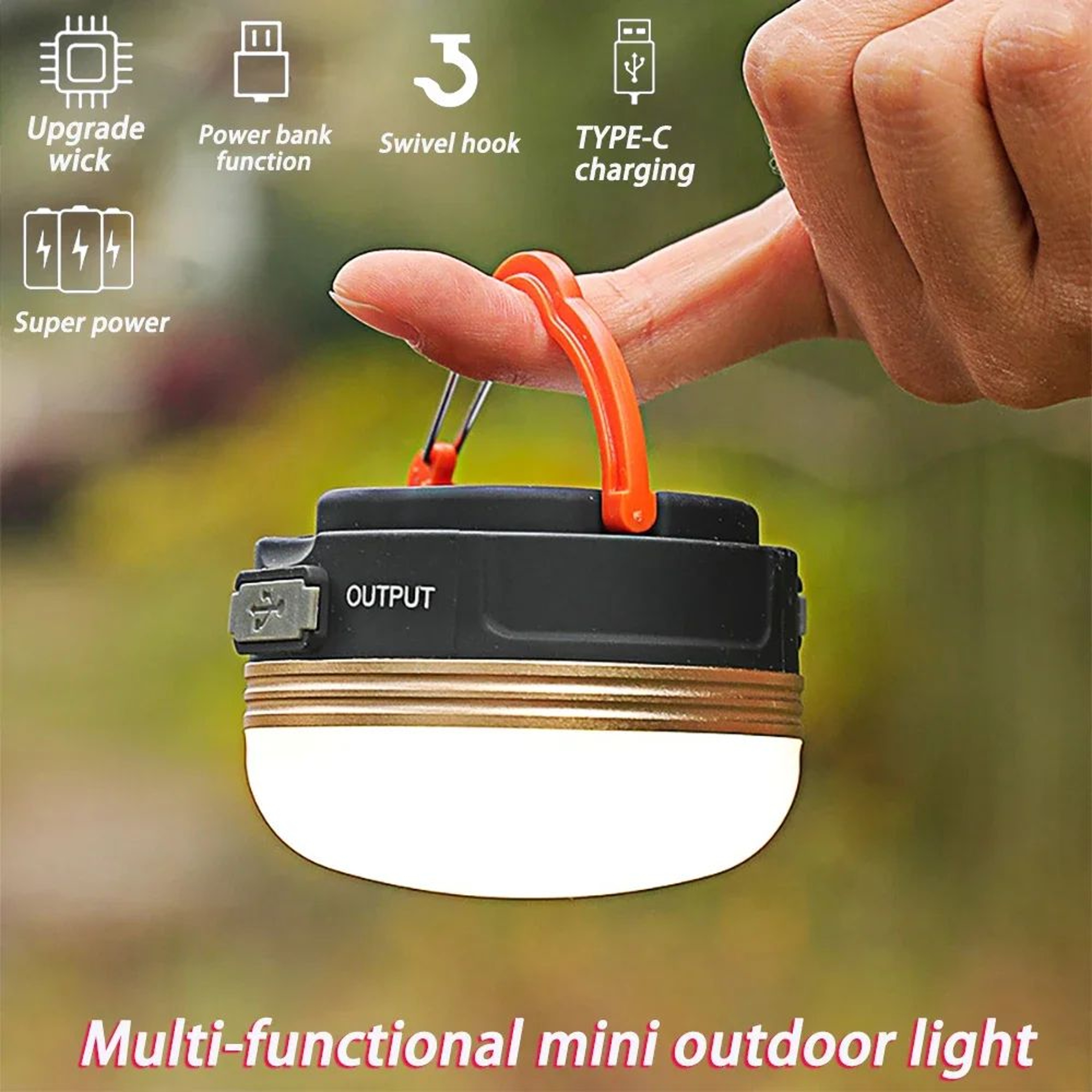 20W Portable LED Camping Lantern With 5 Light Modes And Retractable Hook 0