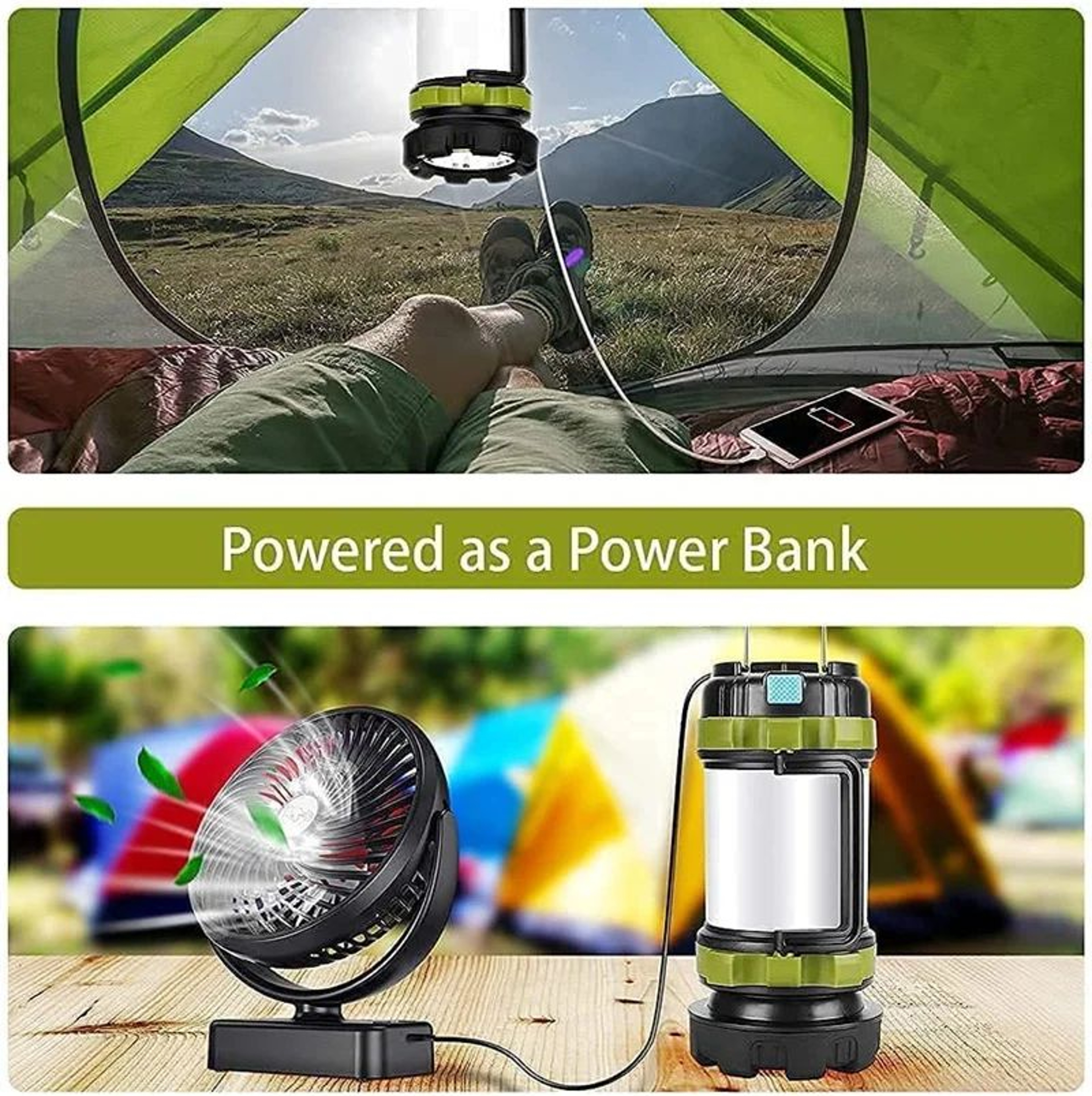 Rechargeable LED Camping Lantern With Power Bank 6 Modes IPX4 Waterproof Flashlight 2