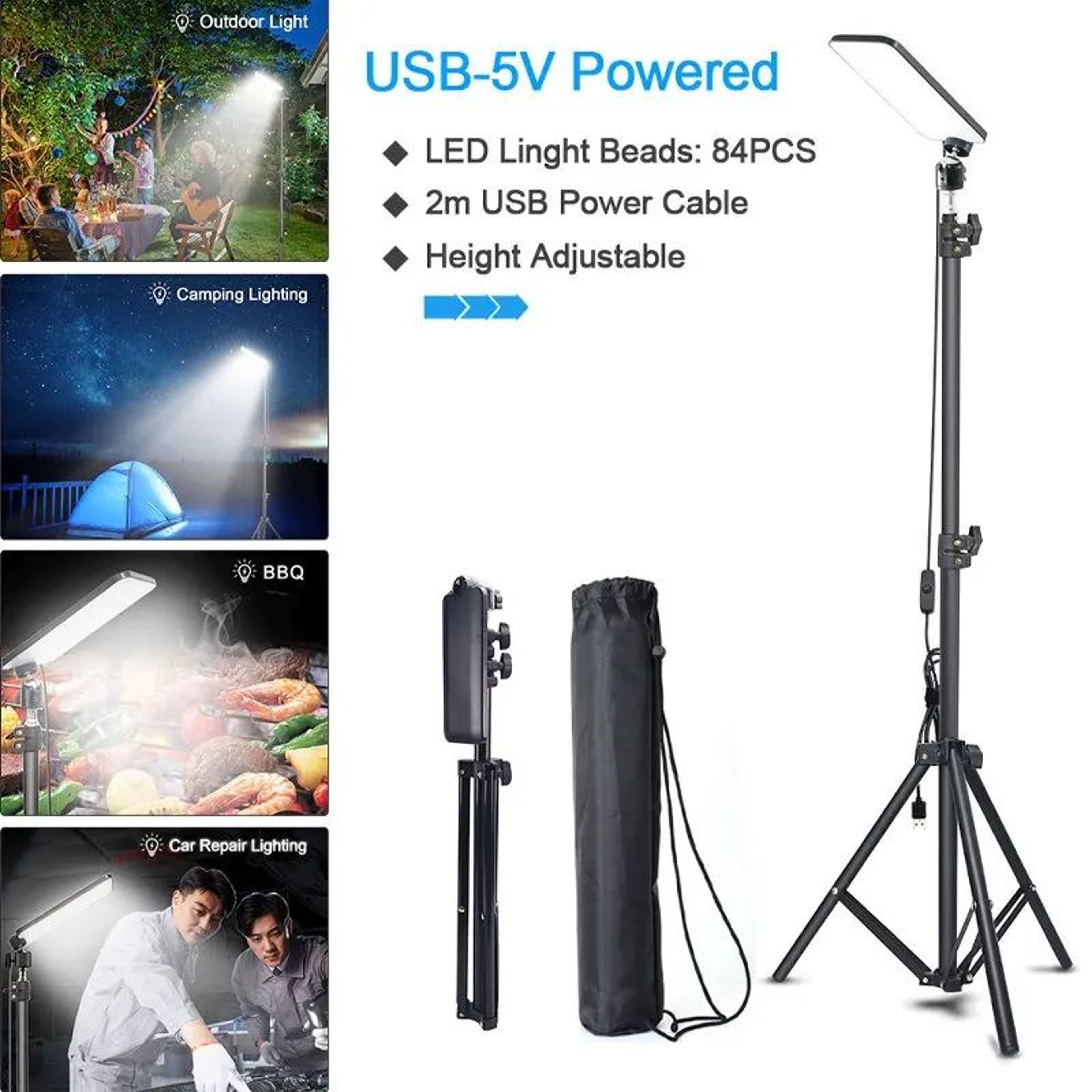 Telescopic LED Tripod Camping Light 84 LED USB Outdoor Work Lamp 3