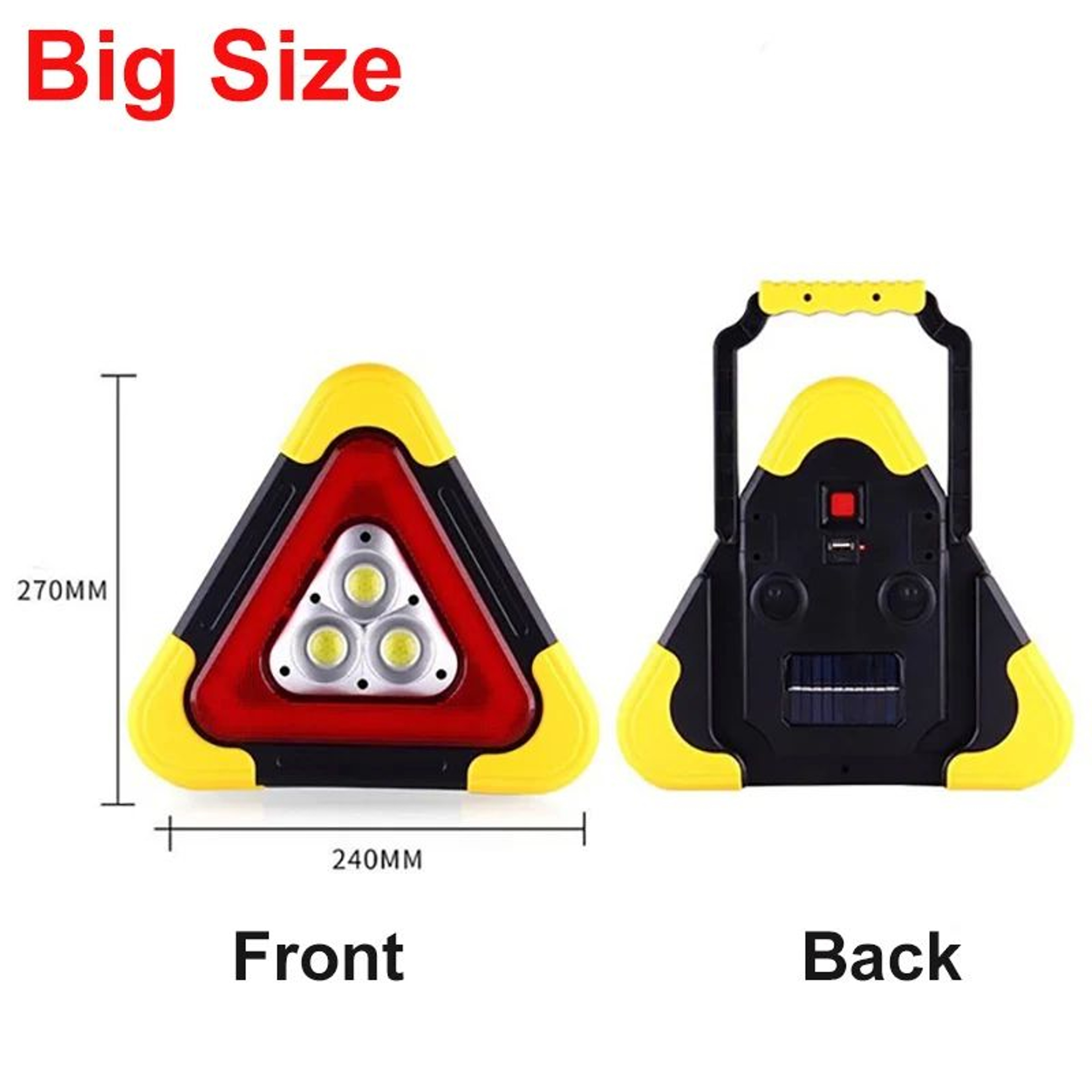 3in1 Solar Emergency Triangle Warning Light With LED Work Light And Power Bank 7