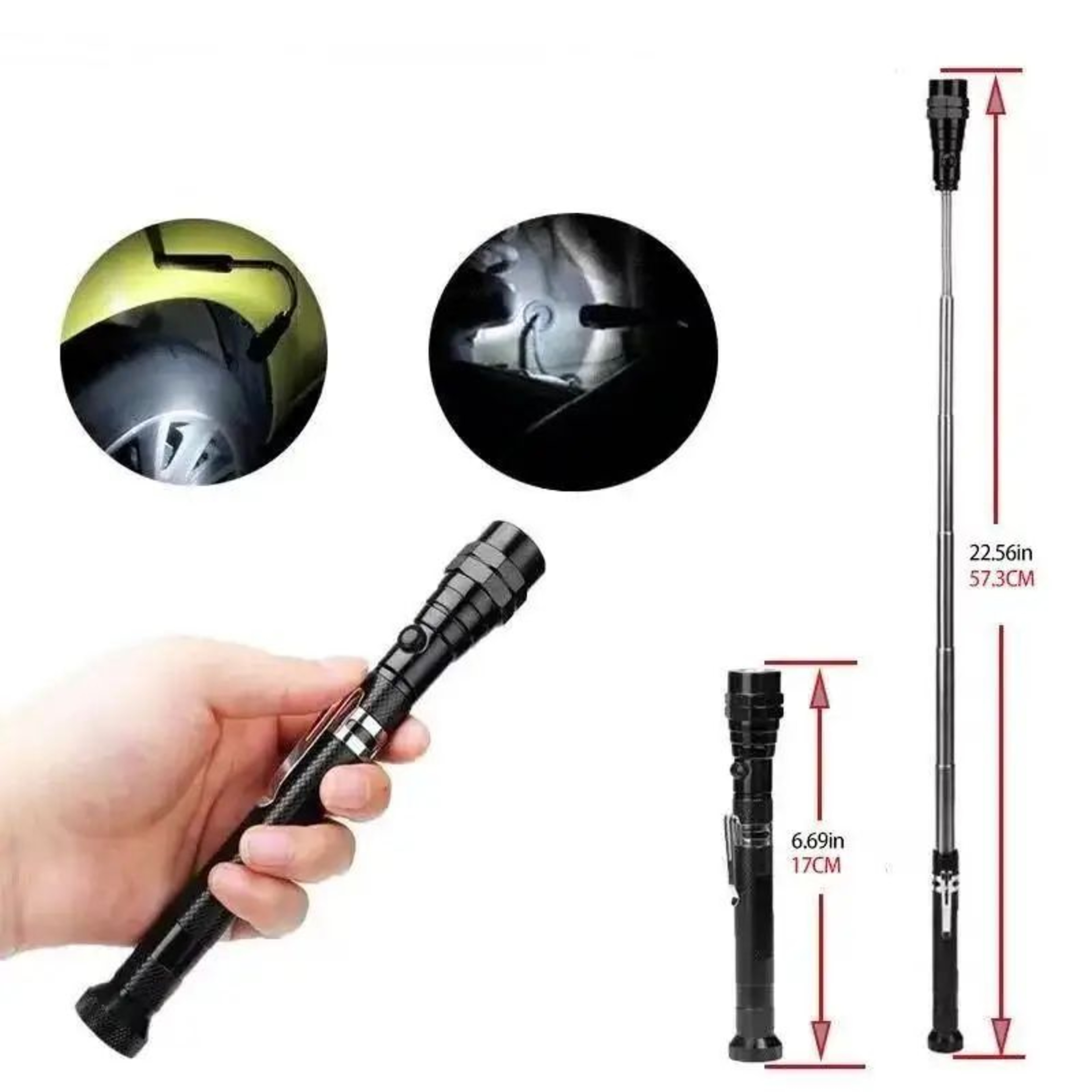 3 LED Telescopic Magnetic Pickup Flashlight With Flexible Head 1