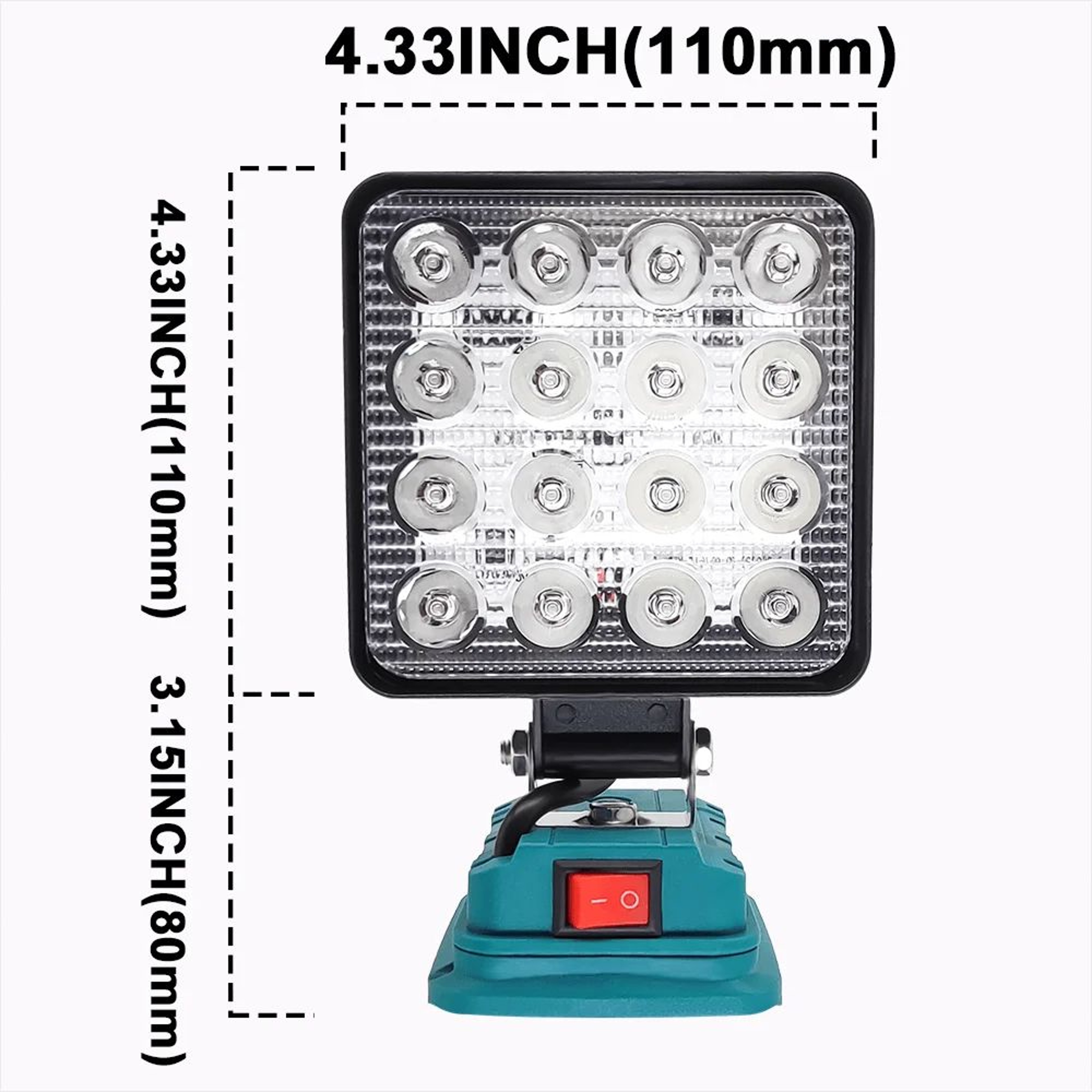 16 LED Cordless Work Light For Makita 18V Battery With Adjustable Base 6
