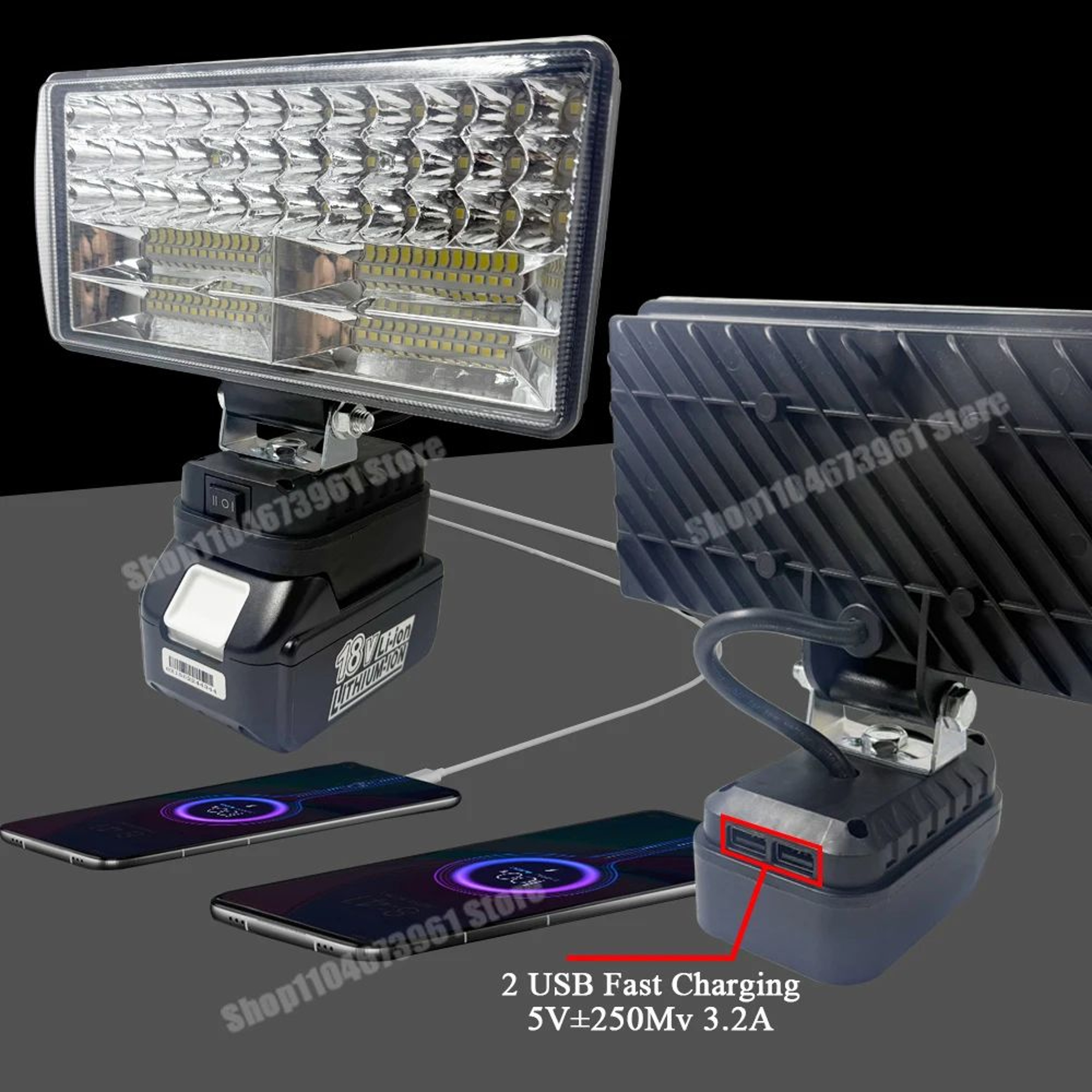 8 Inch LED Work Light For Makita 18V Battery With USB Power Bank 1