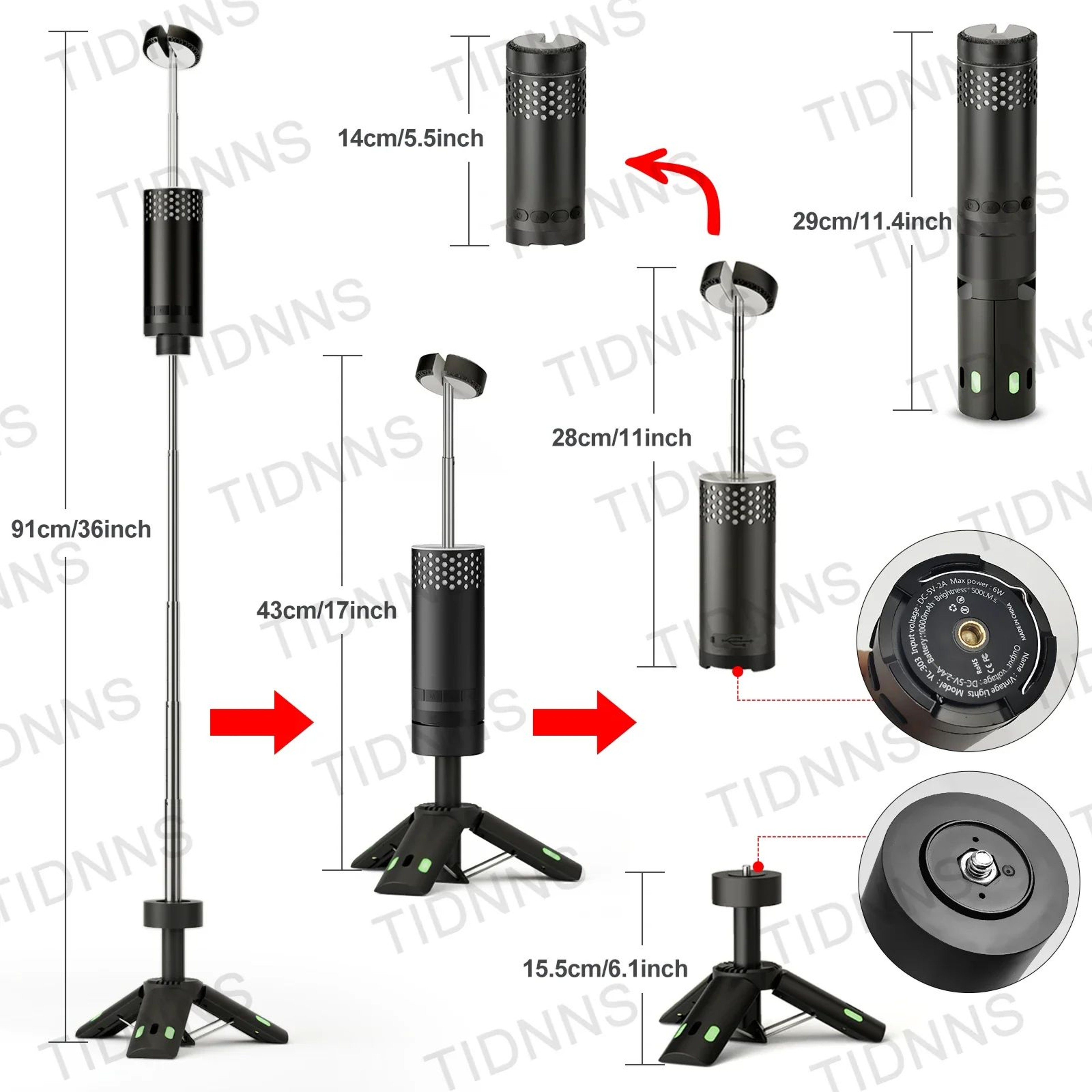 Rechargeable Telescopic LED Camping Flashlight With Tripod Stand 5