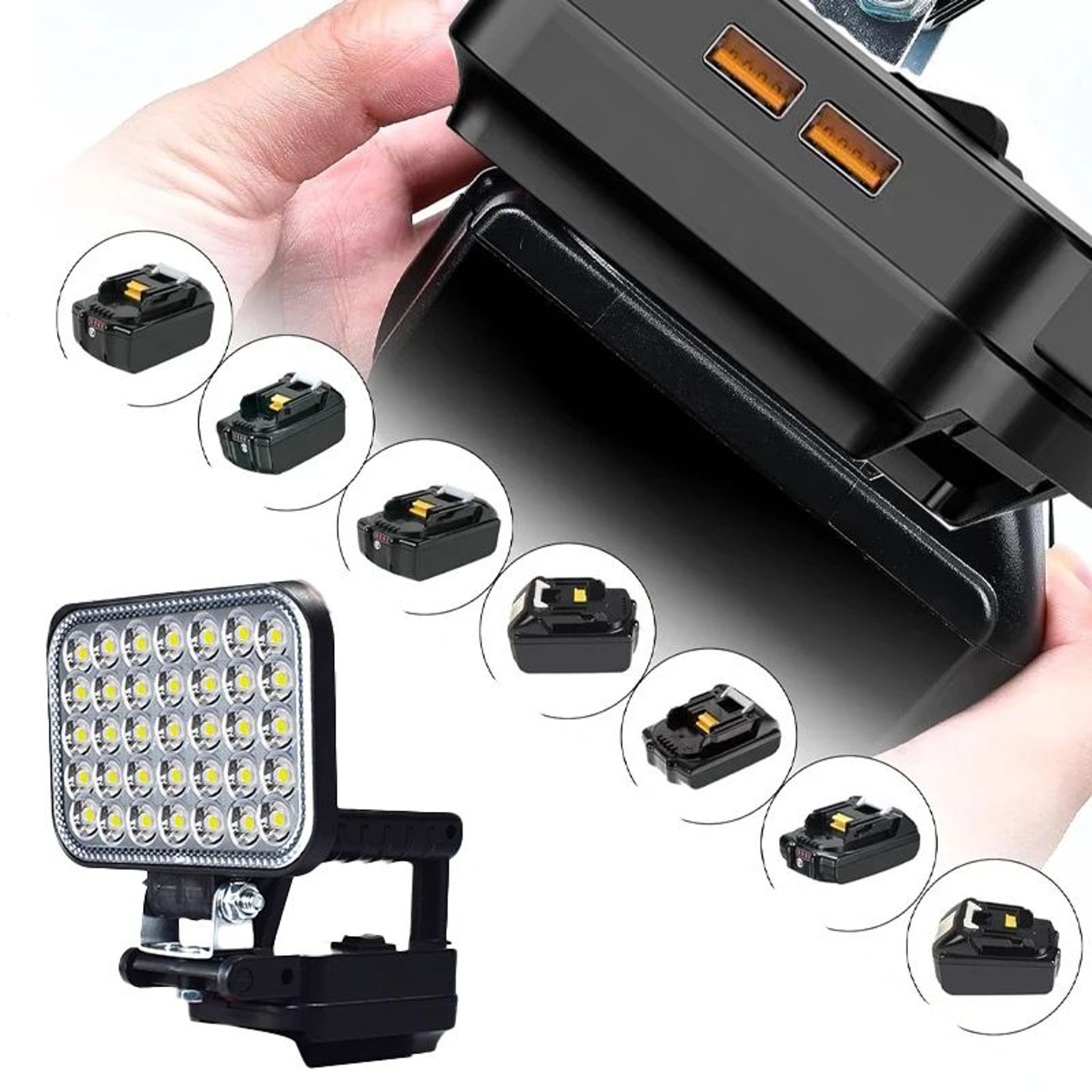 Portable LED Work Light For Makita 144V To 18V Battery With USB Port 1