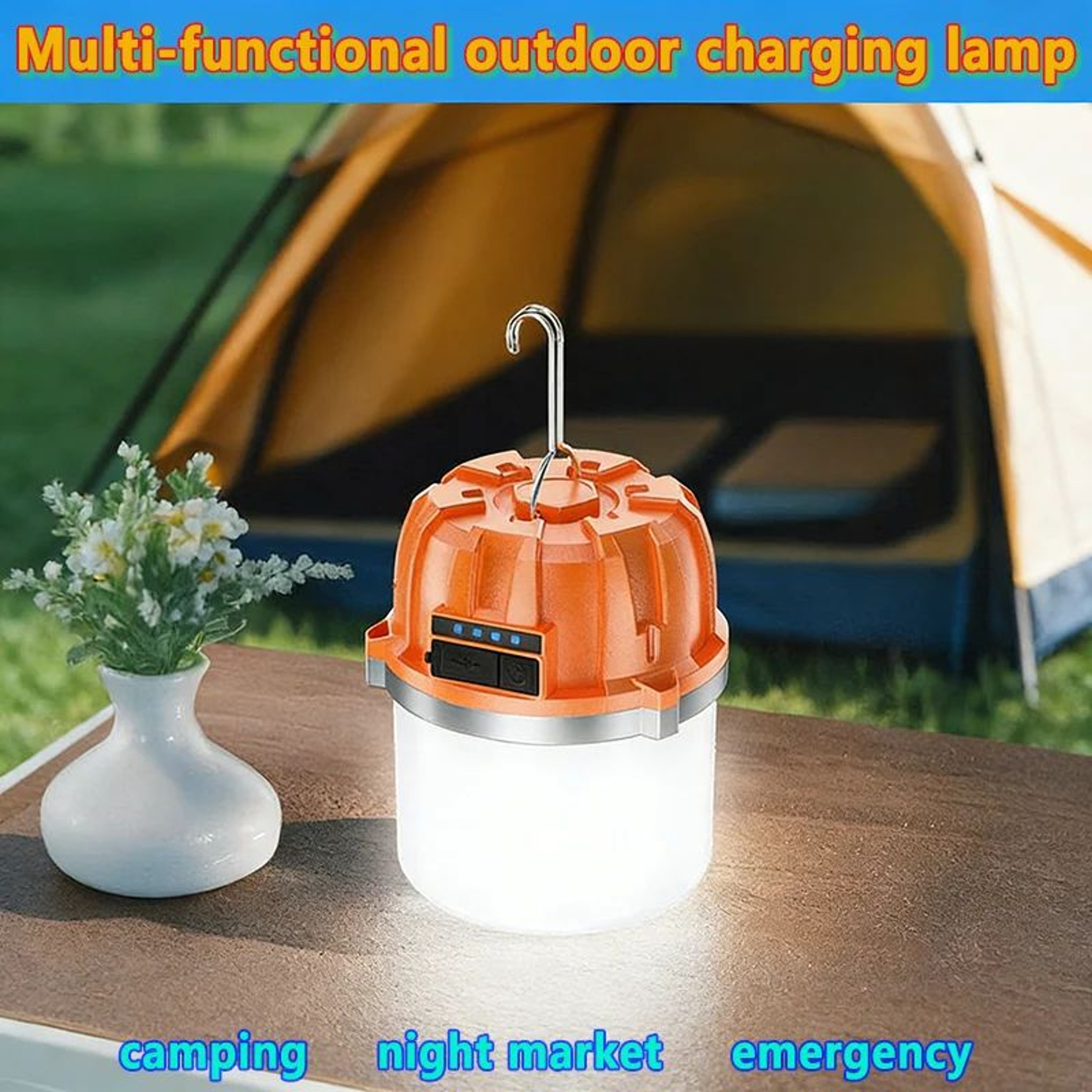 500W USB Rechargeable LED Camping Lantern With Power Display 6