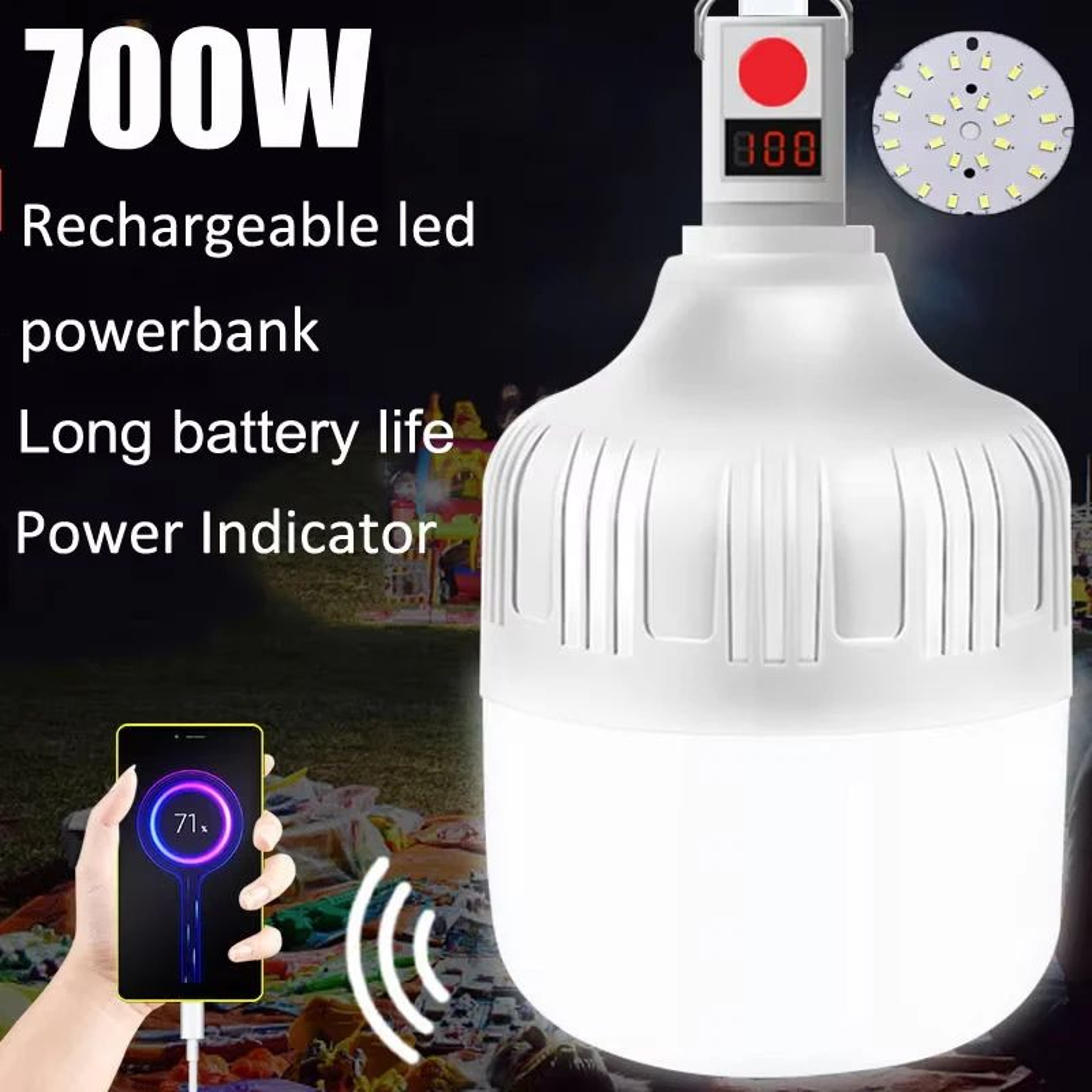 700W Rechargeable Camping Lantern With Motion Sensor And Power Bank 0