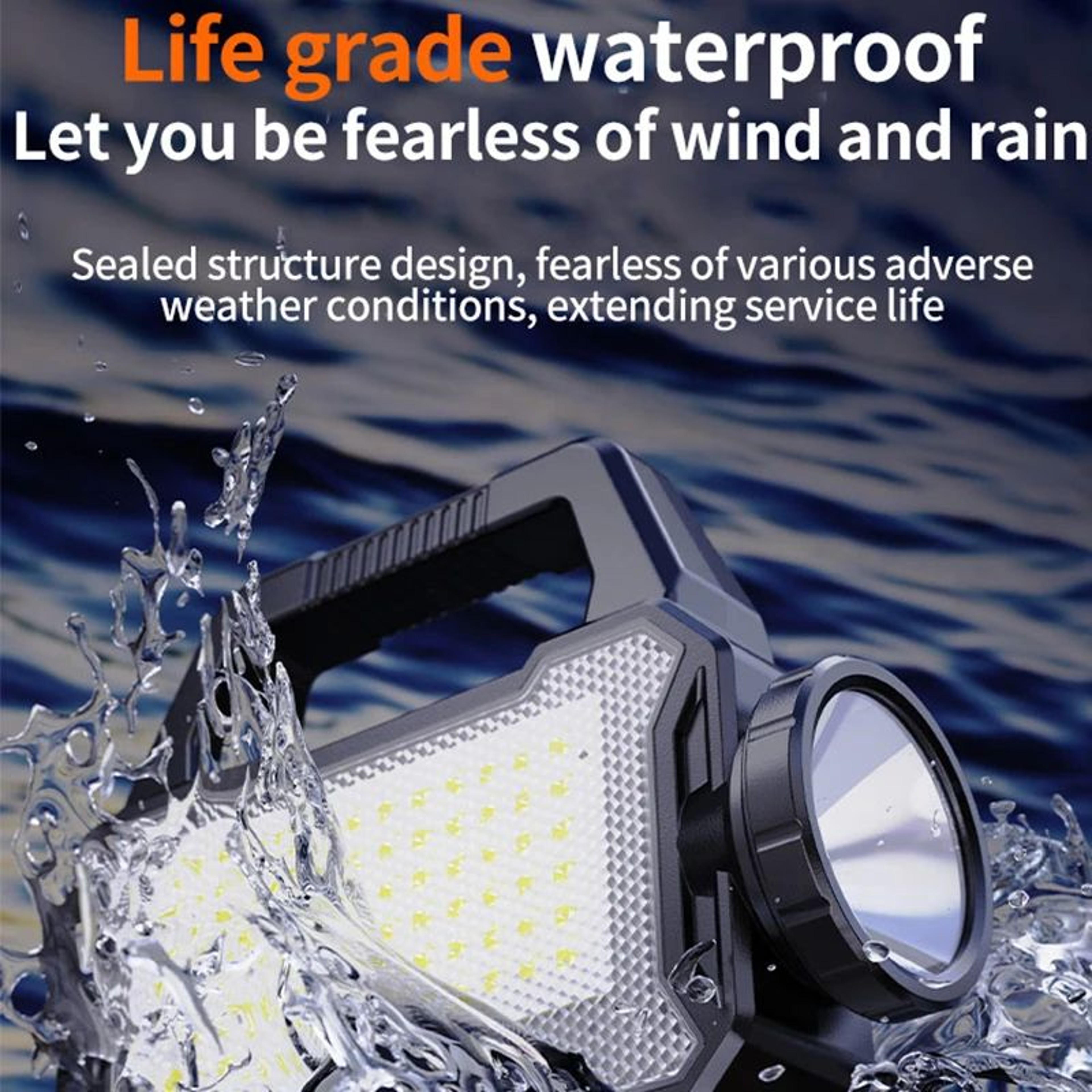 Solar Rechargeable LED Searchlight With COB Side Light And Power Bank 4
