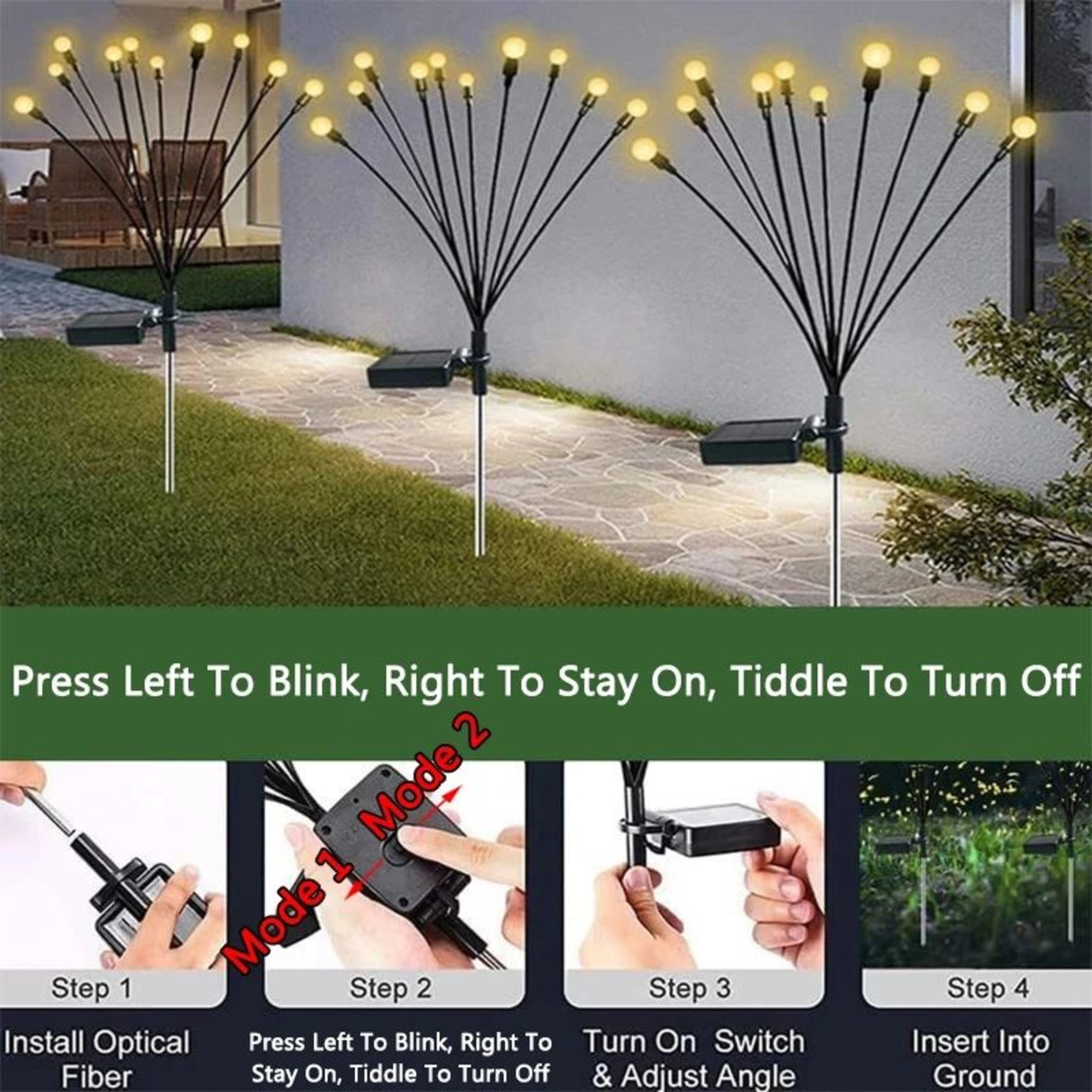 Solar Firefly Garden Lights 6 8 10 LED Swaying Outdoor Landscape Lights 2