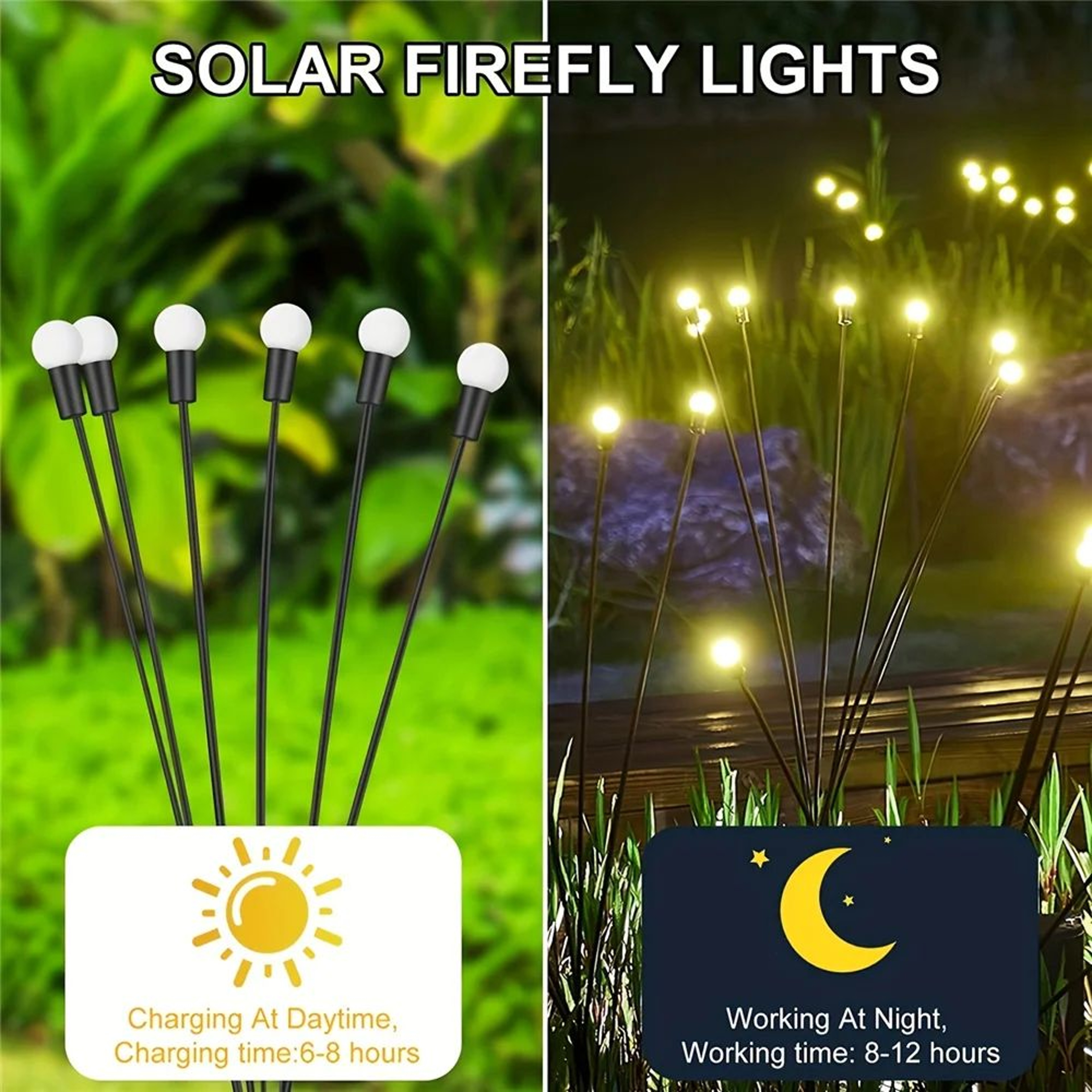 Solar Firefly Garden Lights 6 8 10 LED Waterproof Swaying Outdoor Lawn Lights 3