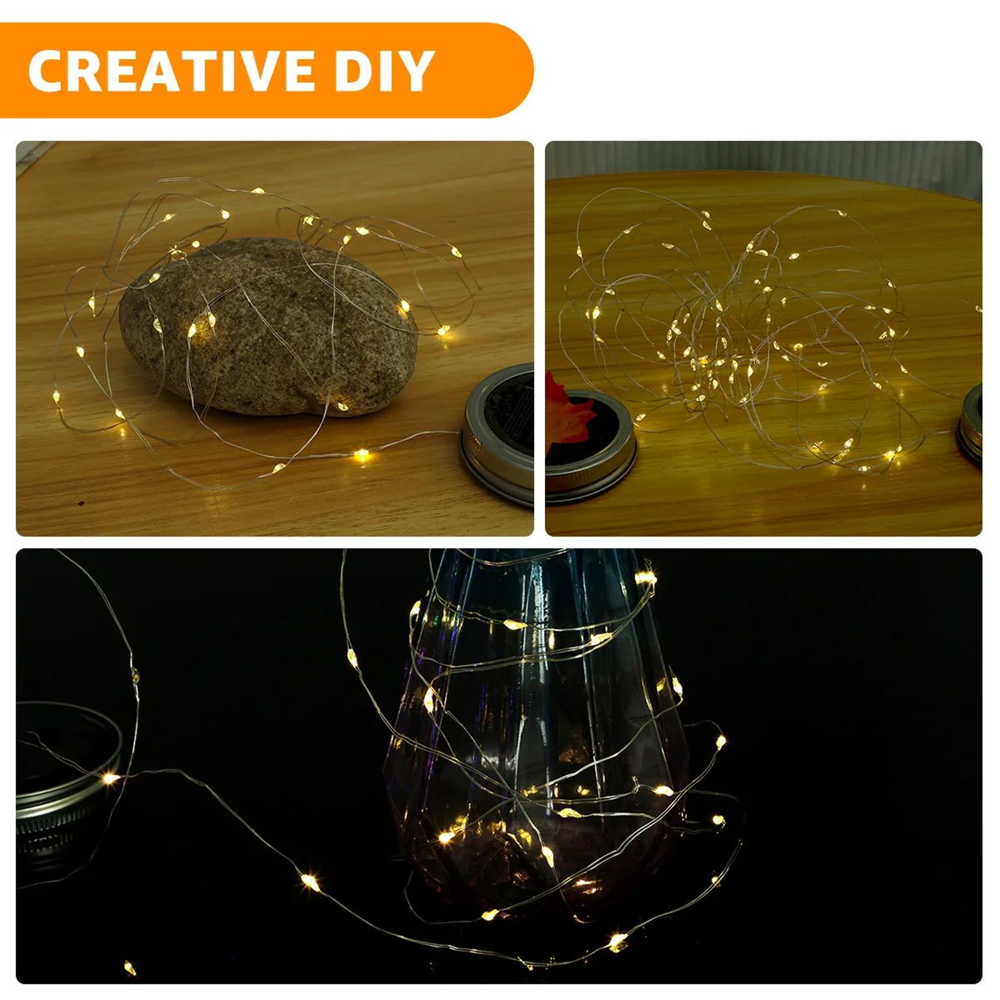 8 Pack Solar Mason Jar Lid Lights 30 LED Waterproof Fairy Lights 3