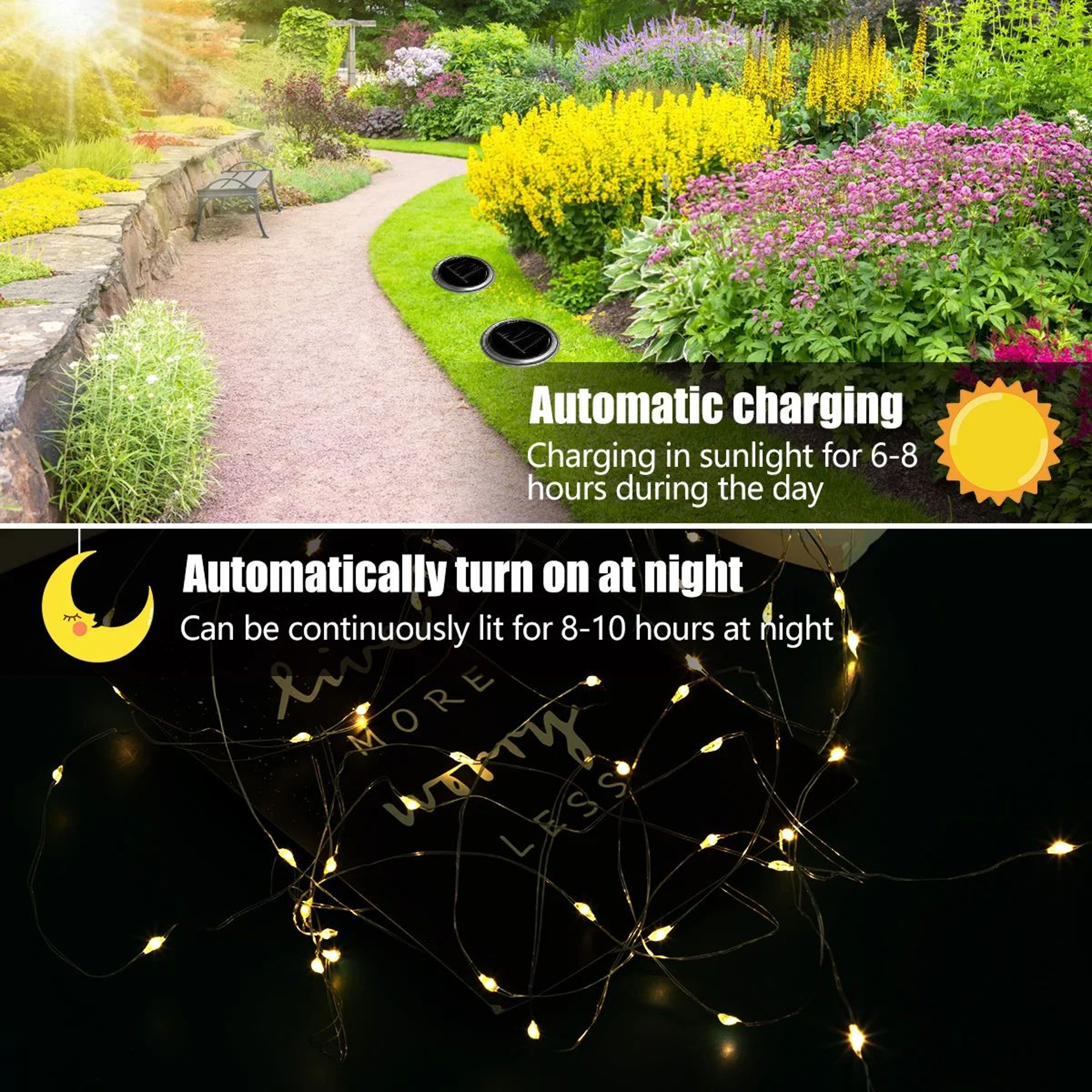 8 Pack Solar Mason Jar Lid Lights 30 LED Waterproof Fairy Lights 2