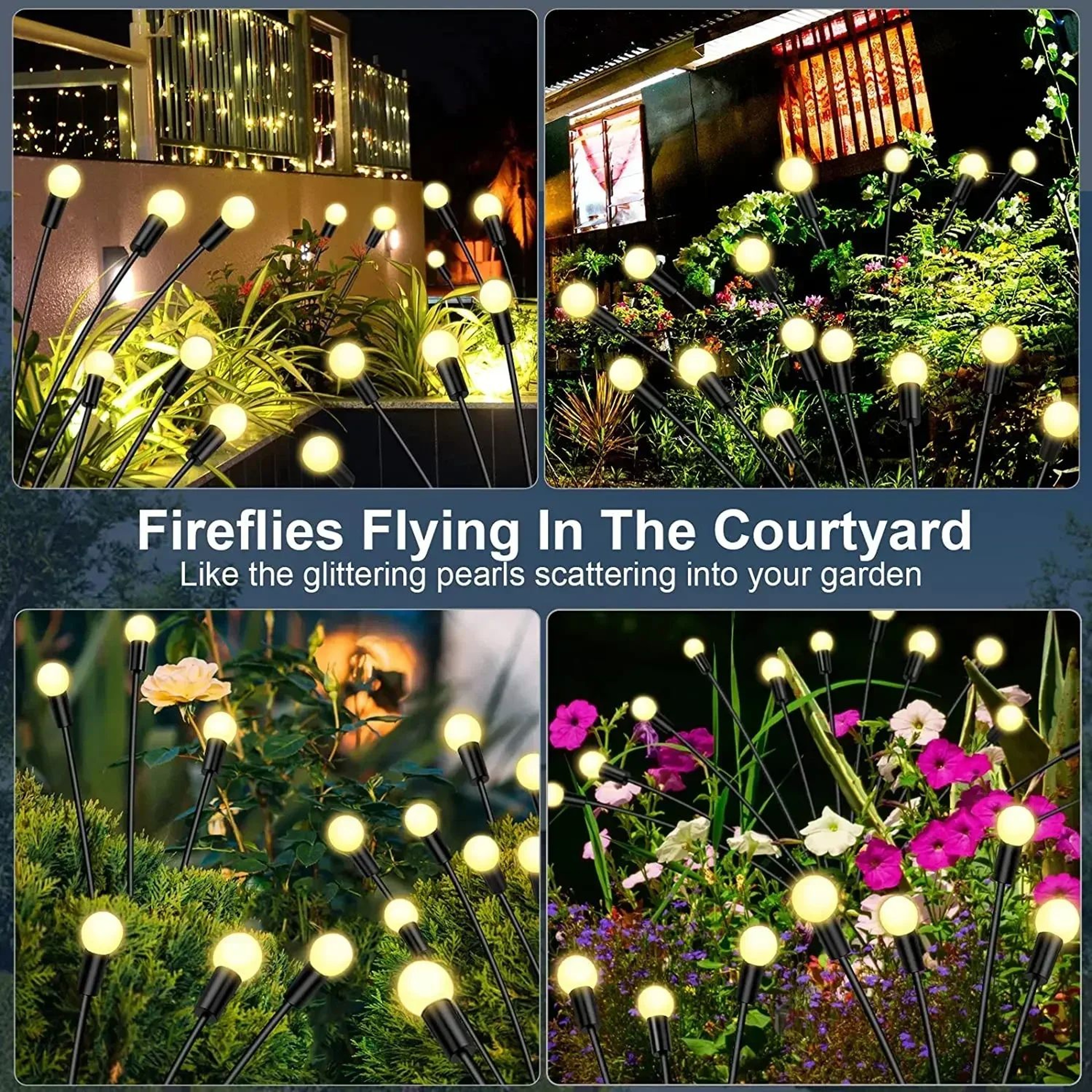 8 LED Solar Firefly Garden Lights  Warm White Swaying Outdoor Lights 5