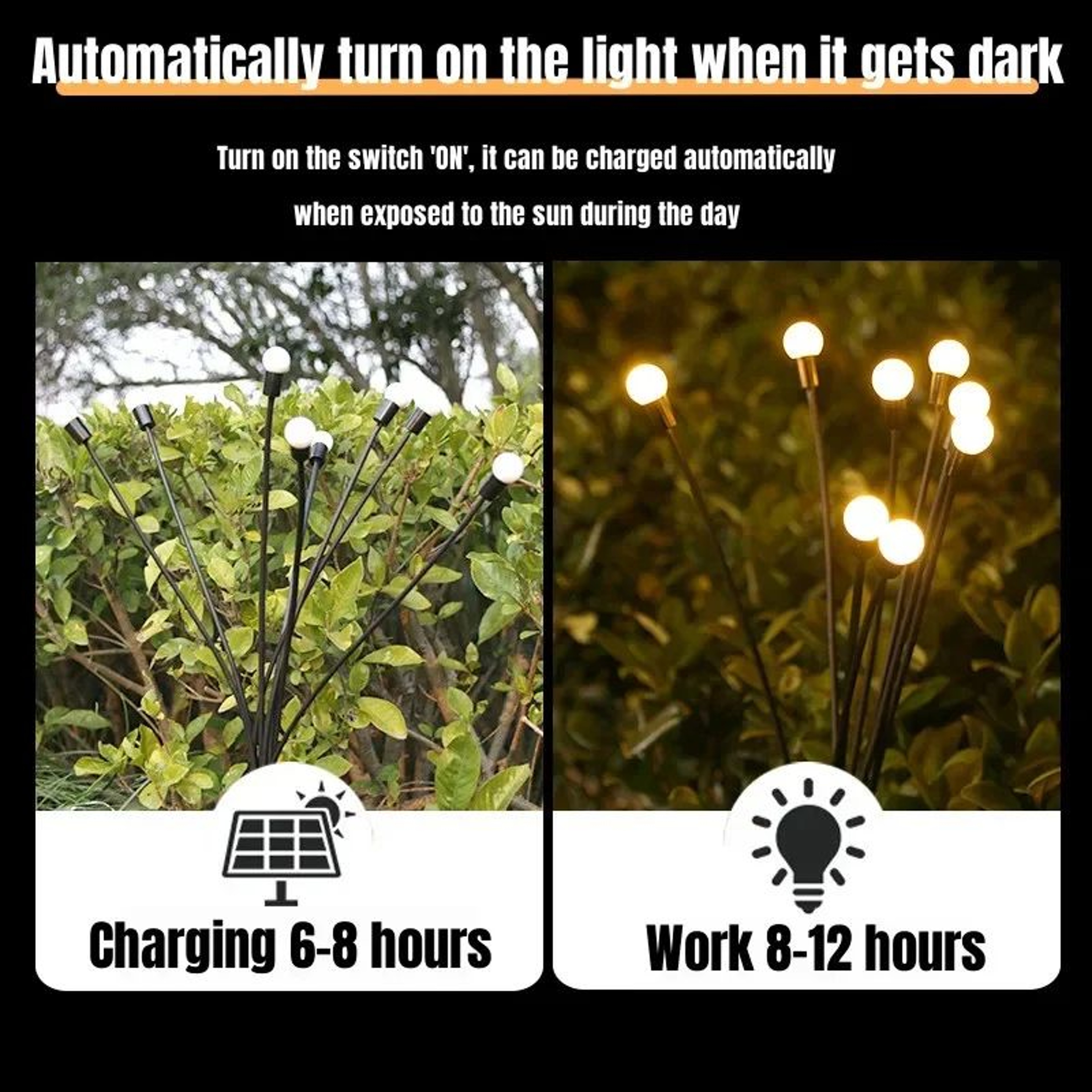 6810 LED Solar Firefly Garden Lights  Waterproof Swaying Outdoor Landscape Lights 4