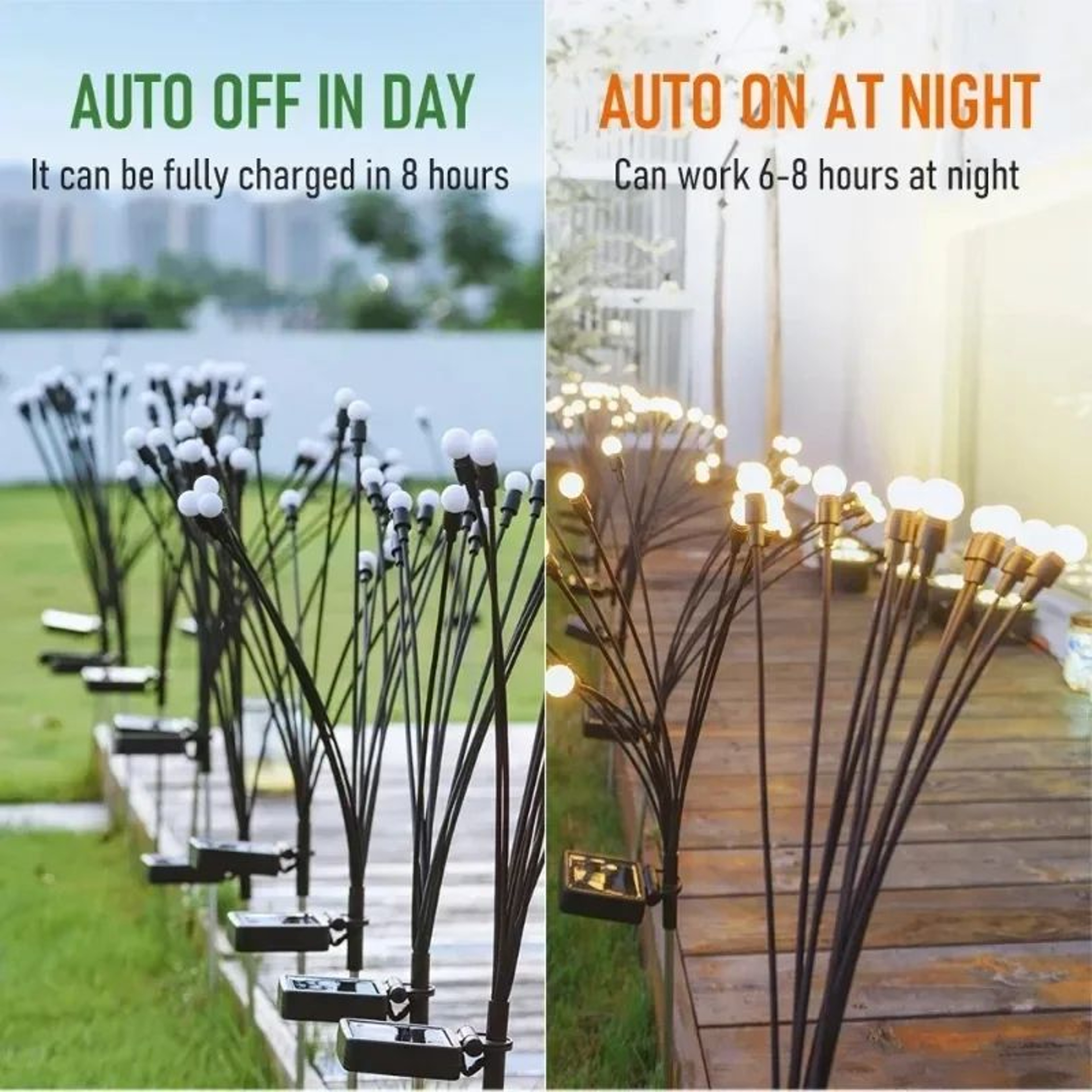 Solar Firefly Garden Lights 6 8 10 LED Swaying Outdoor Stake Lights 3