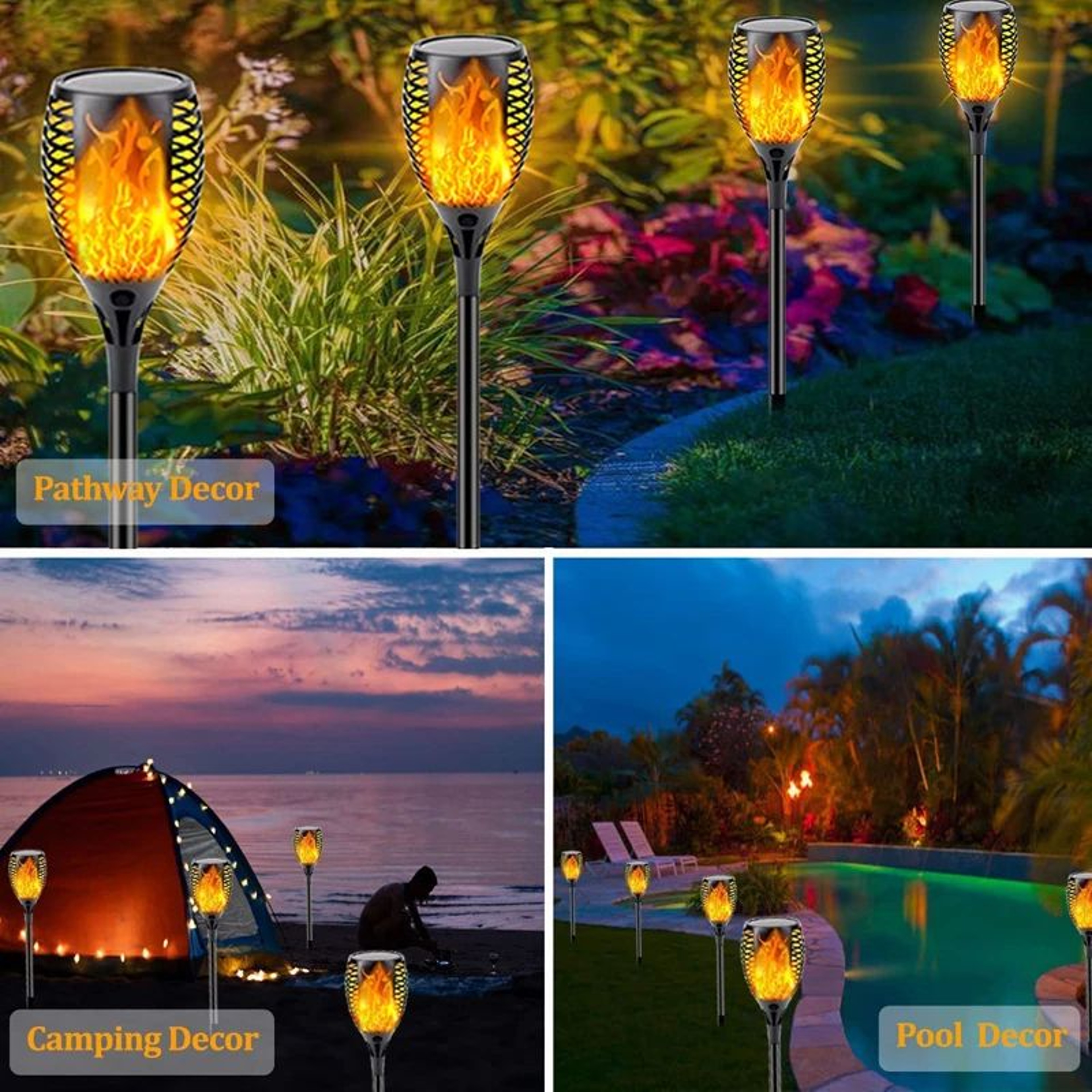 96 LED Solar Torch Lights With Flickering Flame For Garden And Patio 5