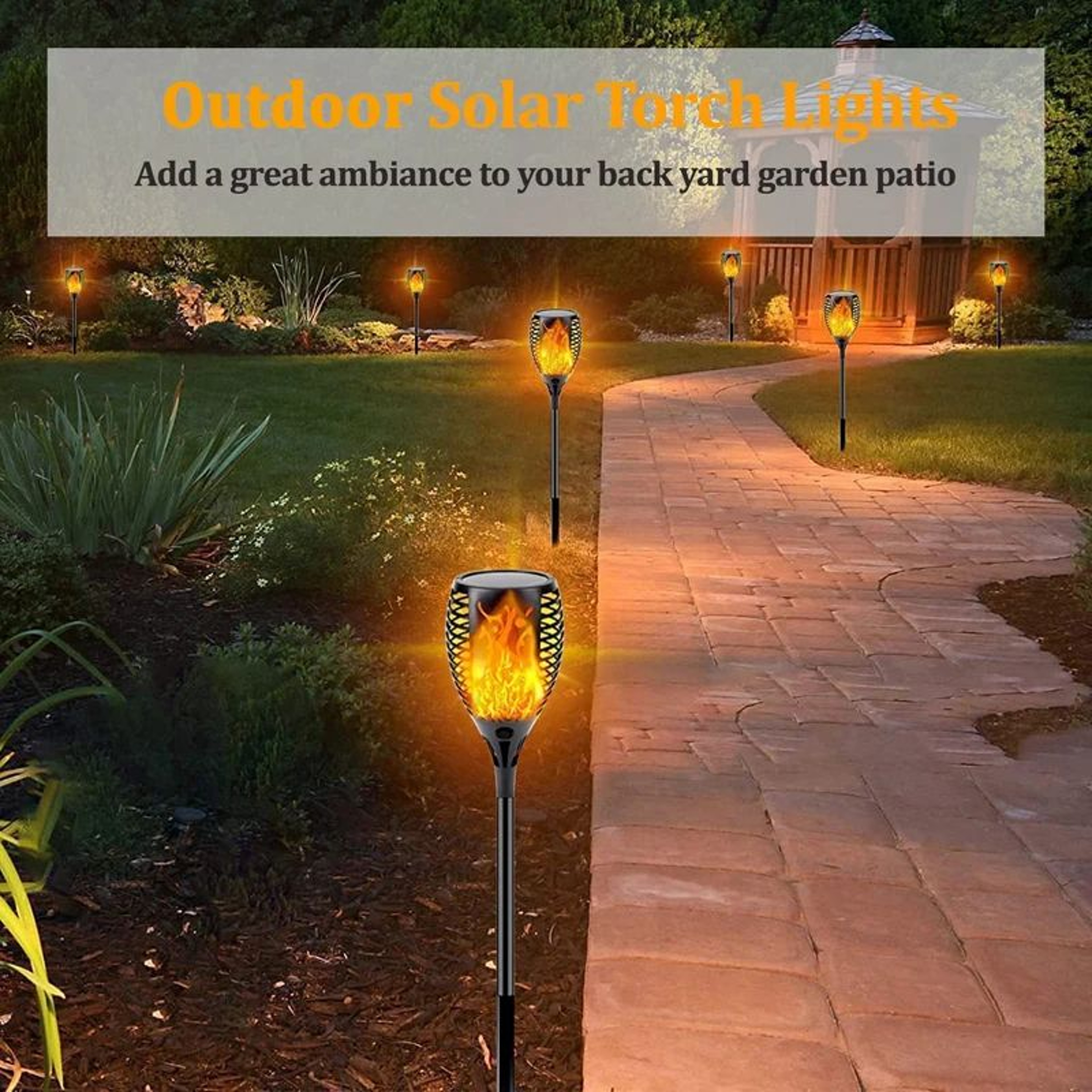 96 LED Solar Torch Lights With Flickering Flame For Garden And Patio 3